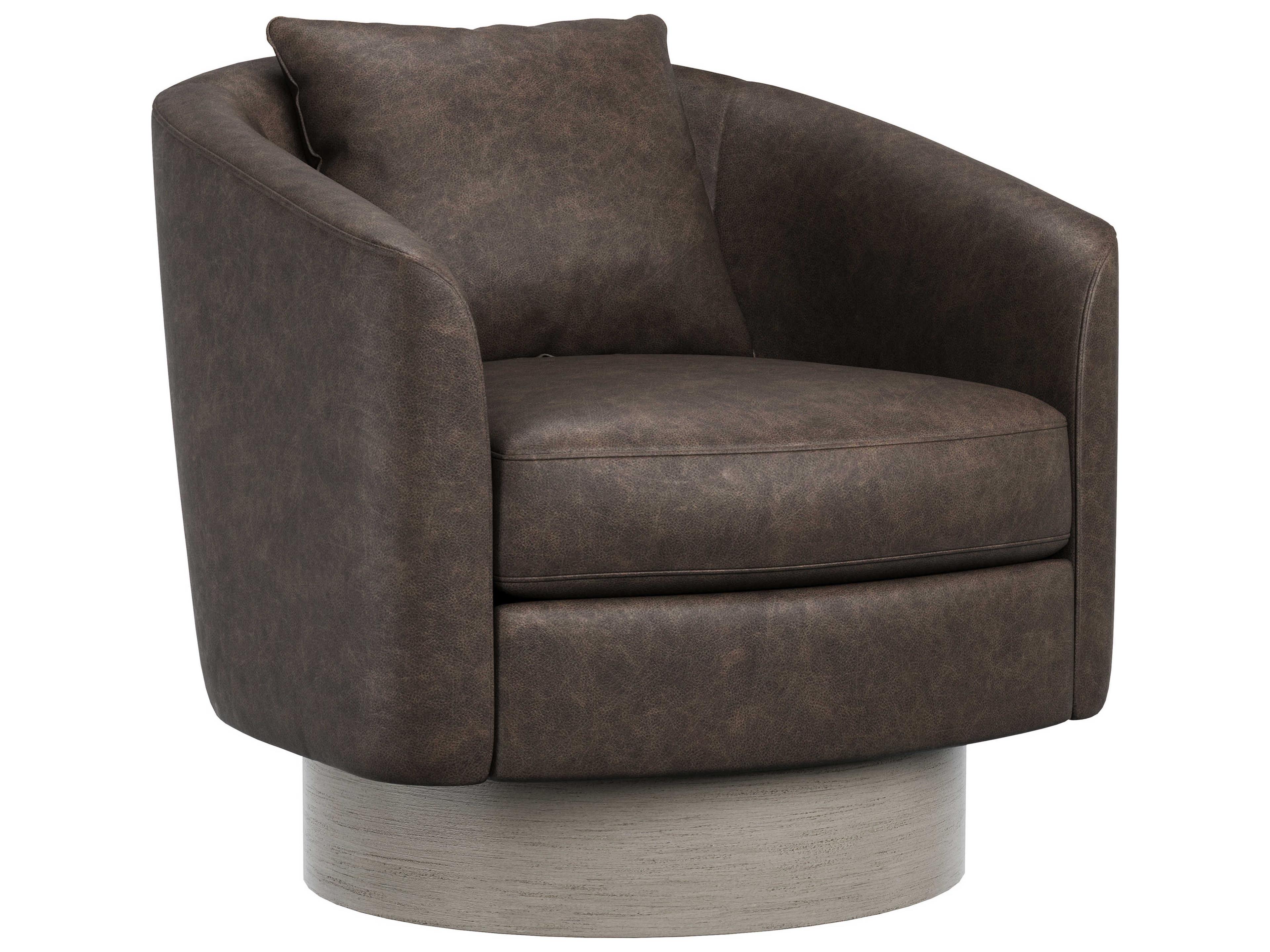 Bernhardt Camino Swivel Leather Accent Chair