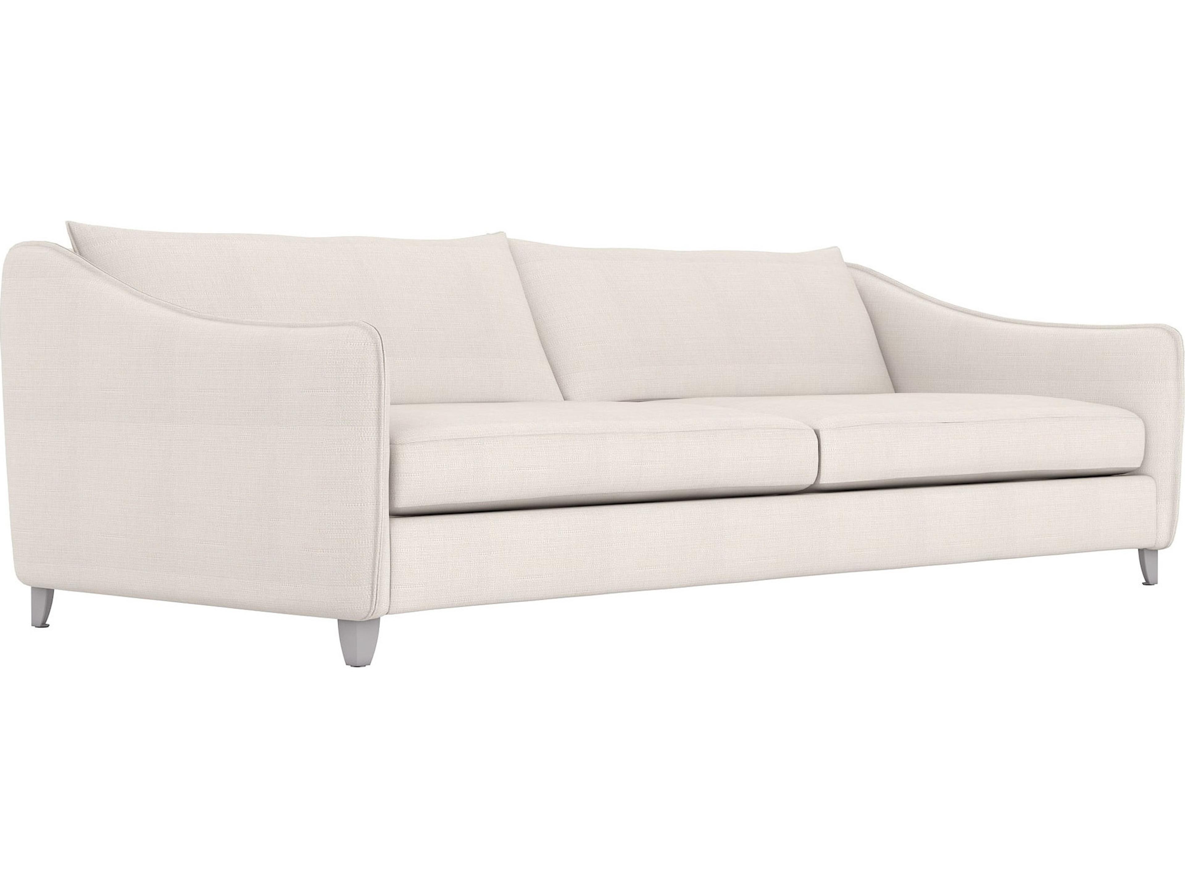 Bernhardt Brushed Aluminum Cream Upholstered Sofa