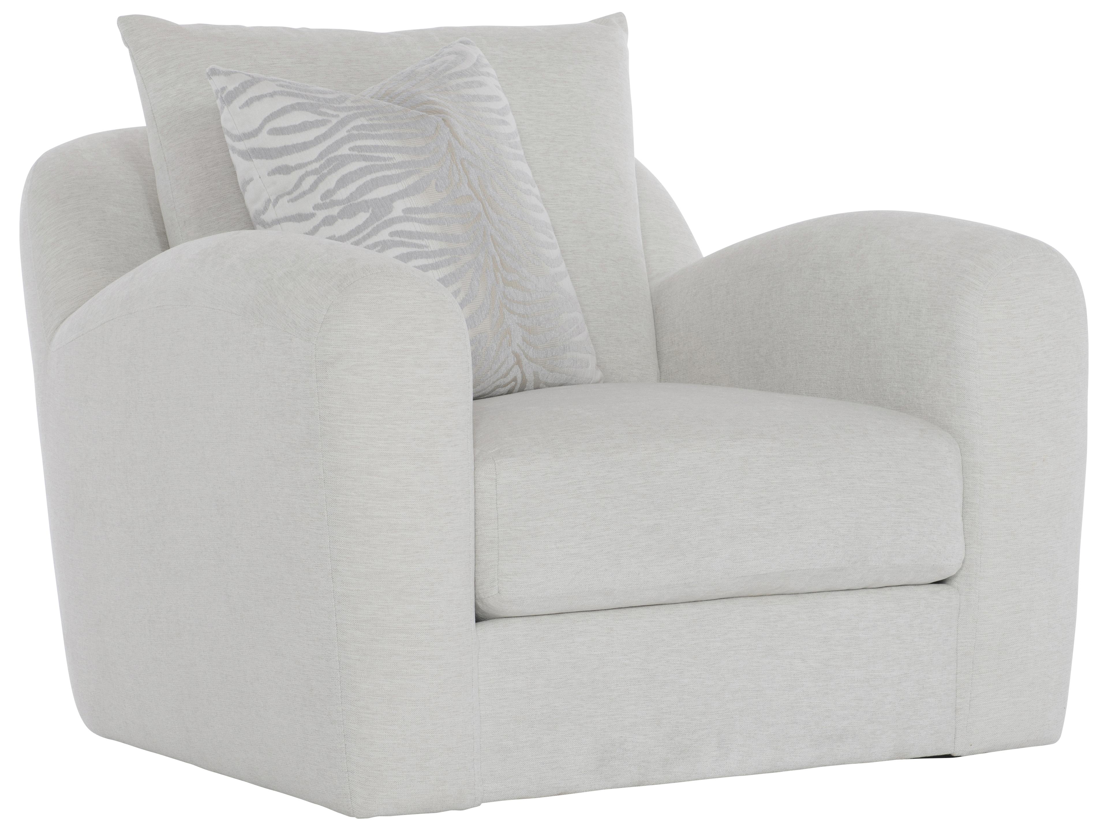 Plush Swivel White Accent Chair