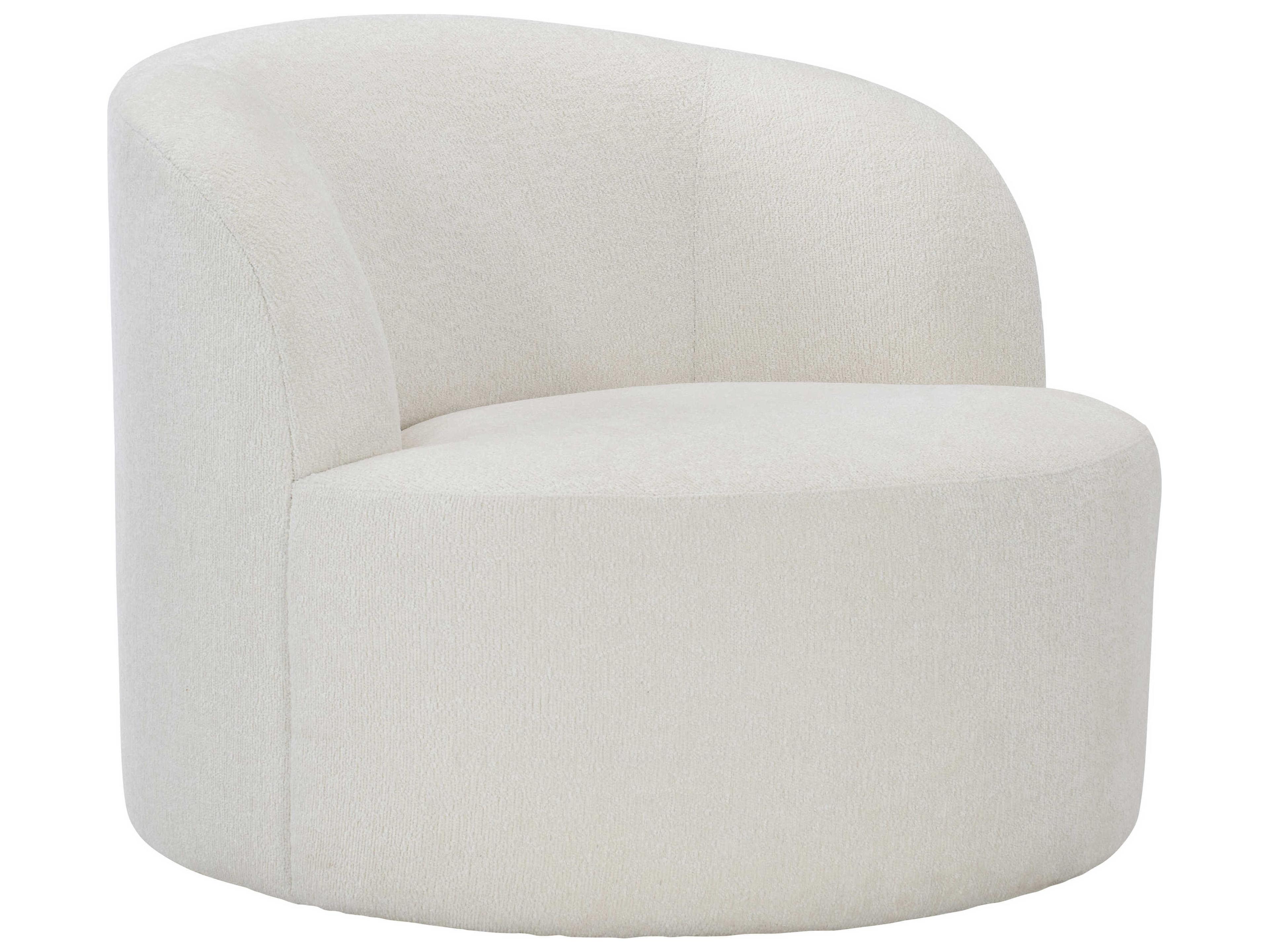 Bernhardt Plush Elle White Fabric Accent Swivel Chair