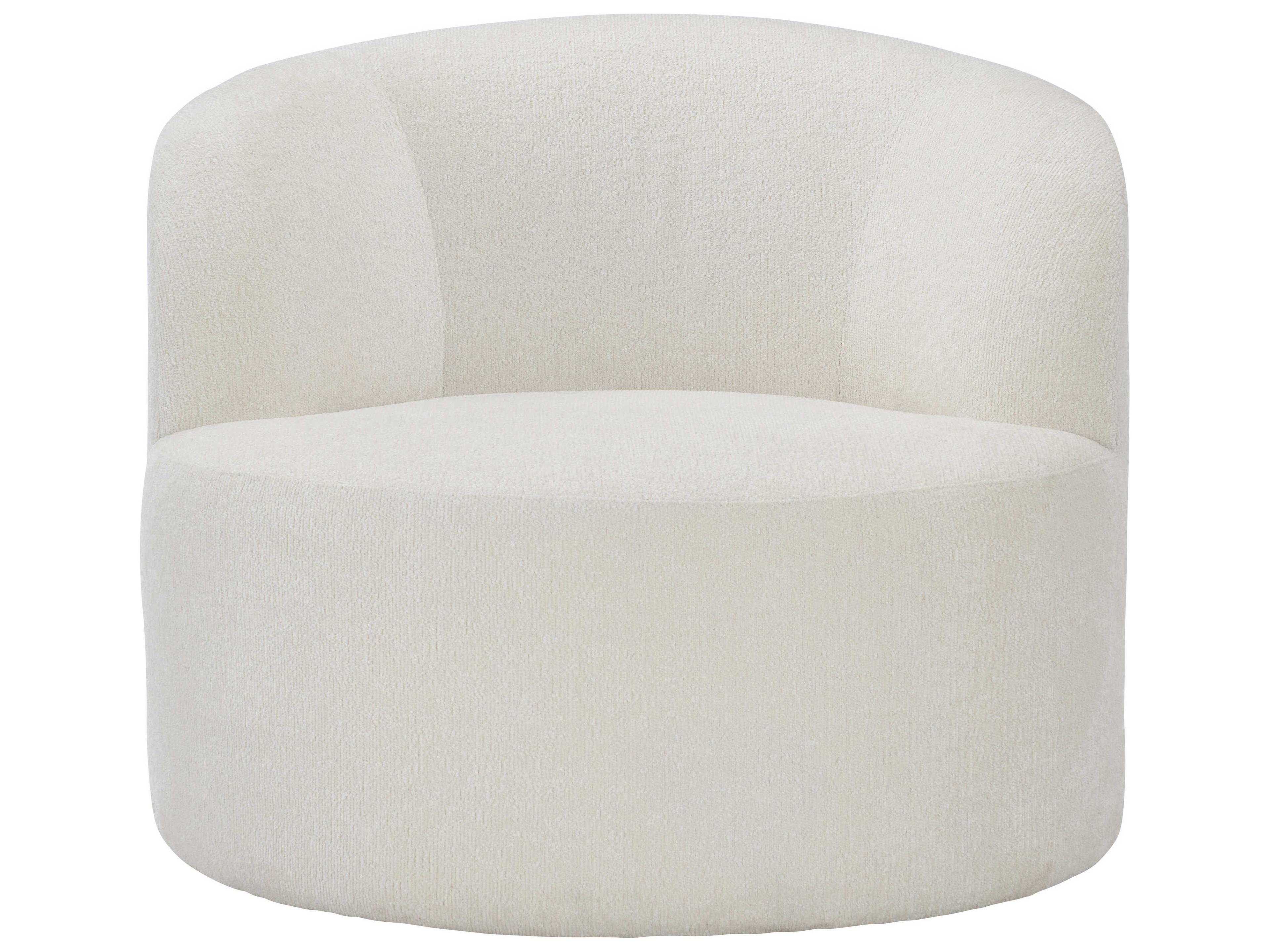 Bernhardt Plush Elle White Fabric Accent Swivel Chair