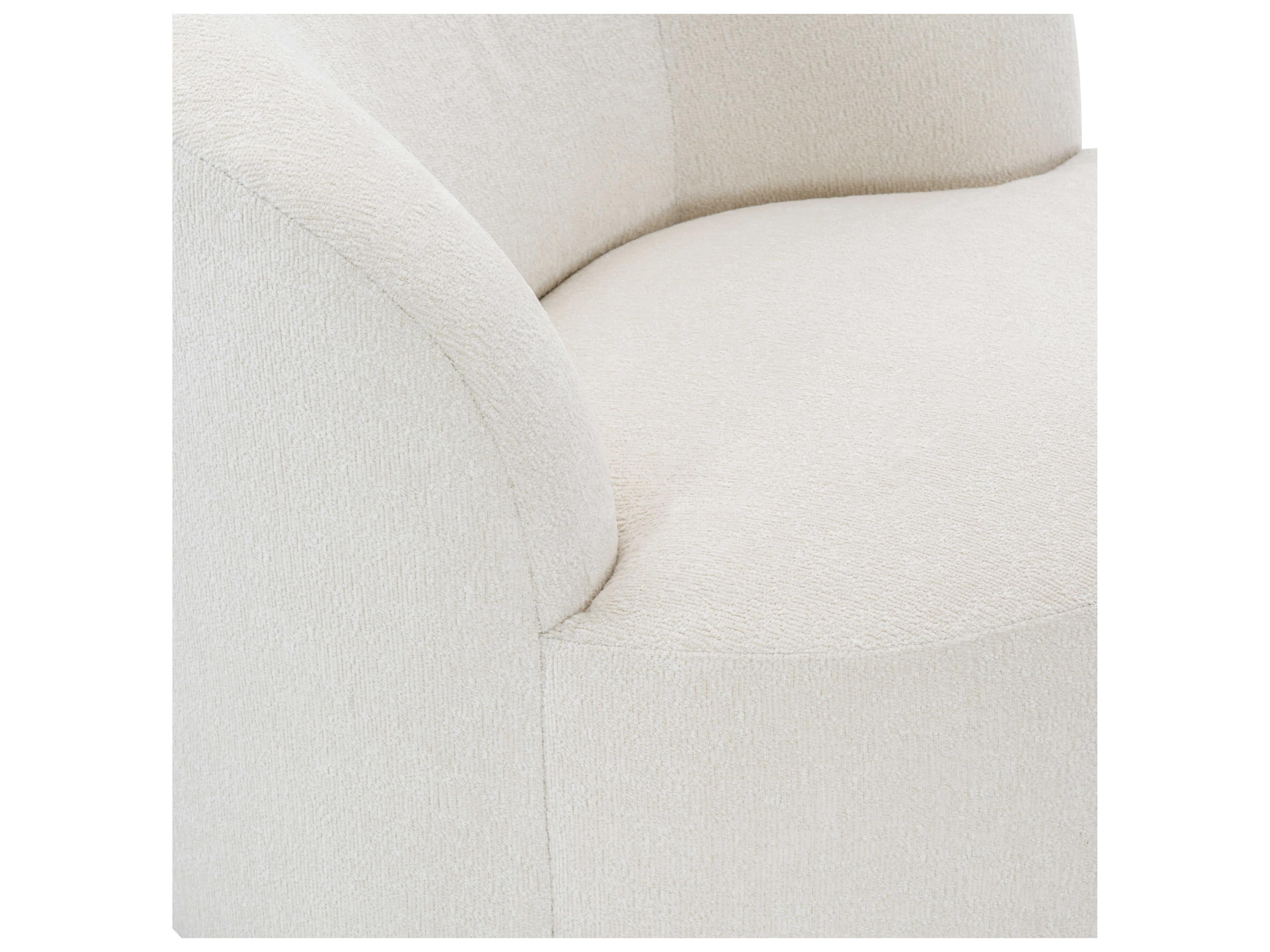 Bernhardt Plush Elle White Fabric Accent Swivel Chair