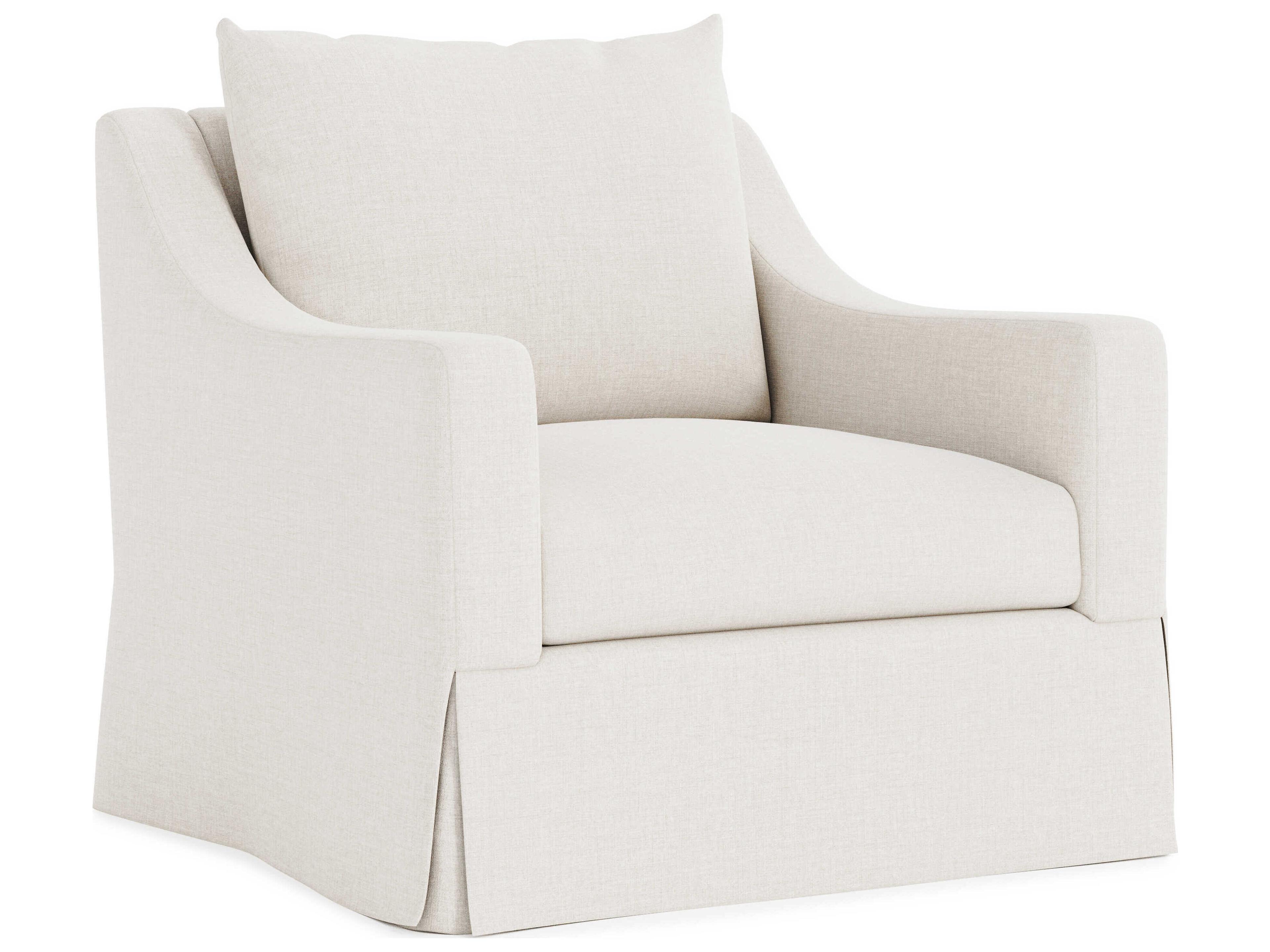 Plush Grace White Fabric Swivel Accent Chair