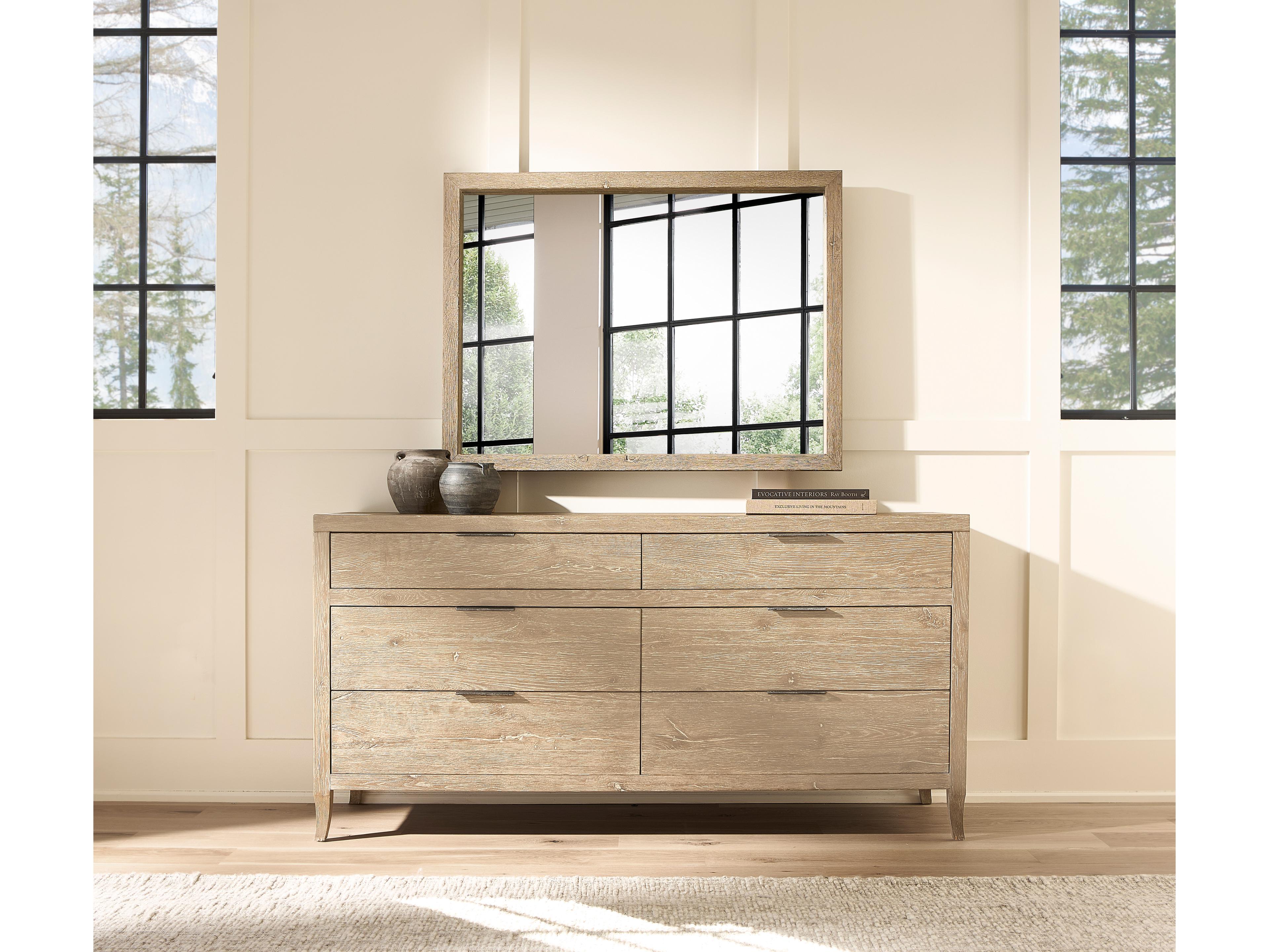 Tribeca 6-Drawers Beige Oak Wood Double Dresser