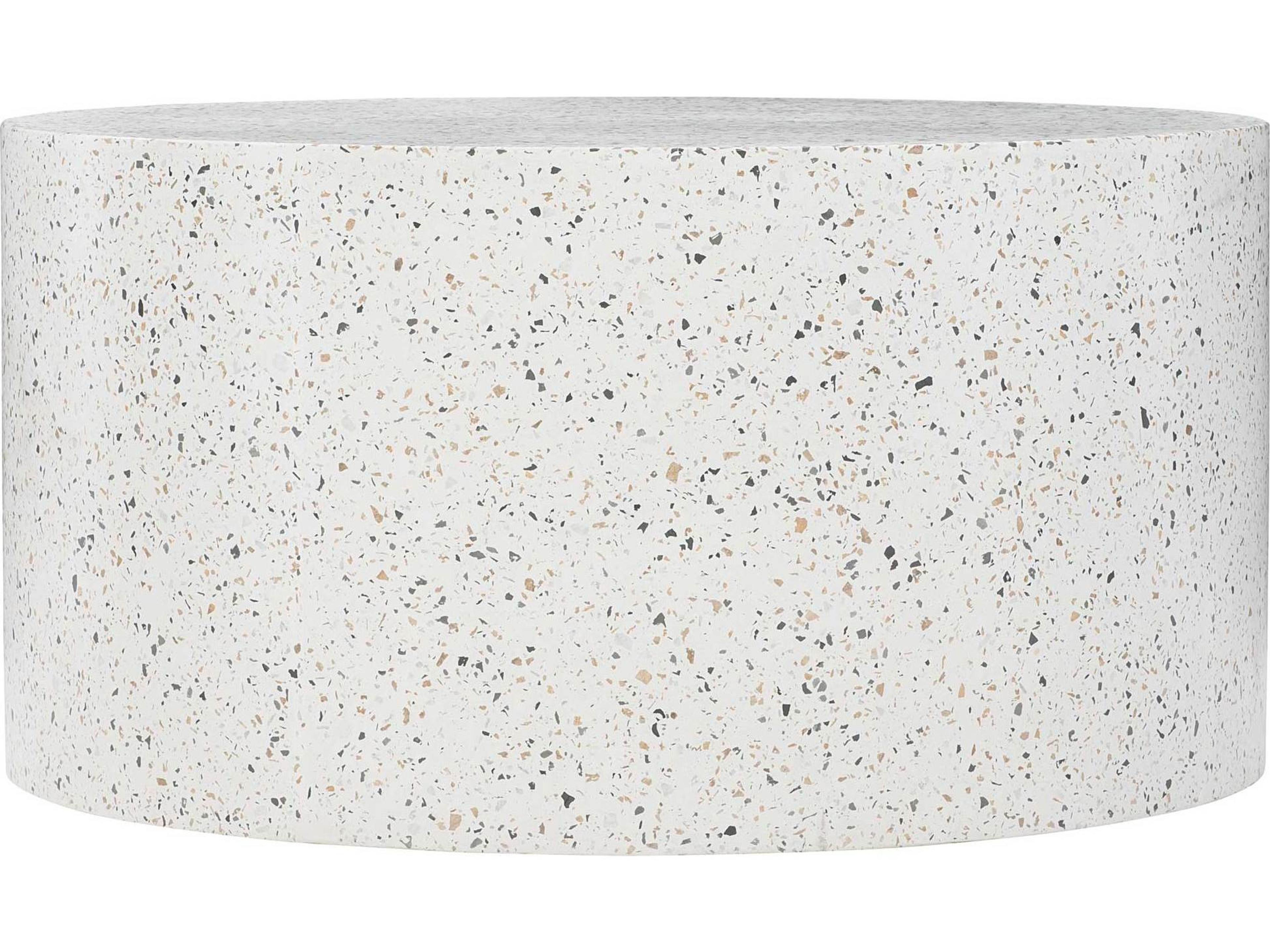 Bernhardt Round Stone White Terrazzo Coffee Table