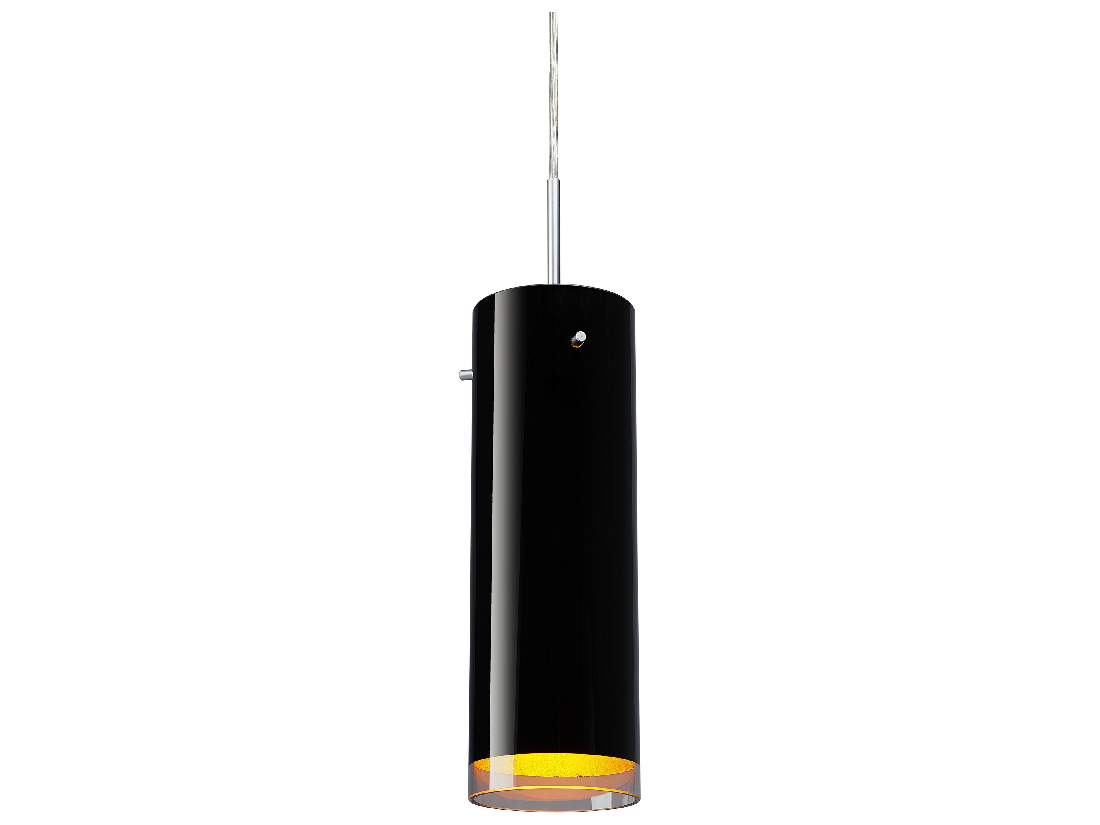 Cyrus 1-Light Black Glass Cylinder Mini Pendant