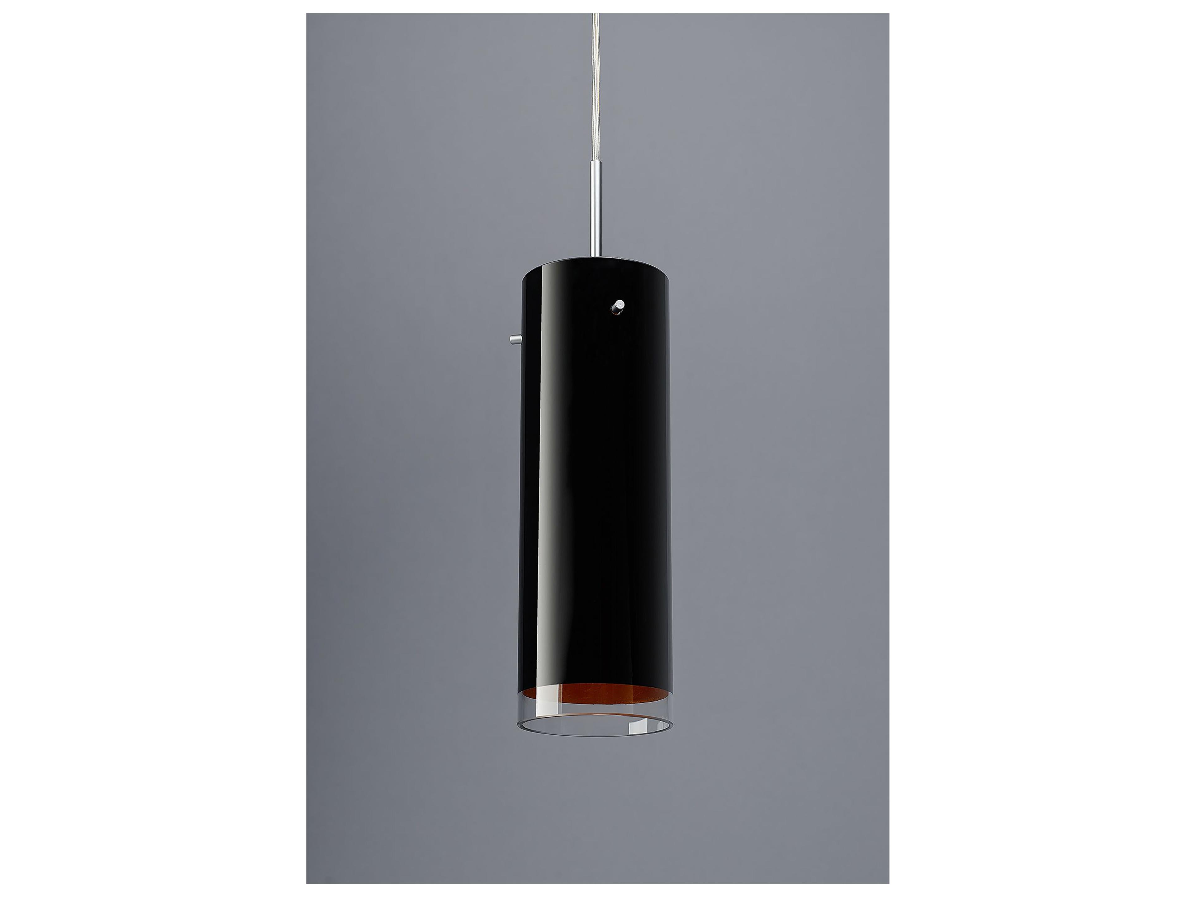 Bruck Lighting Cyrus 1-Light Black Glass Cylinder Mini Pendant
