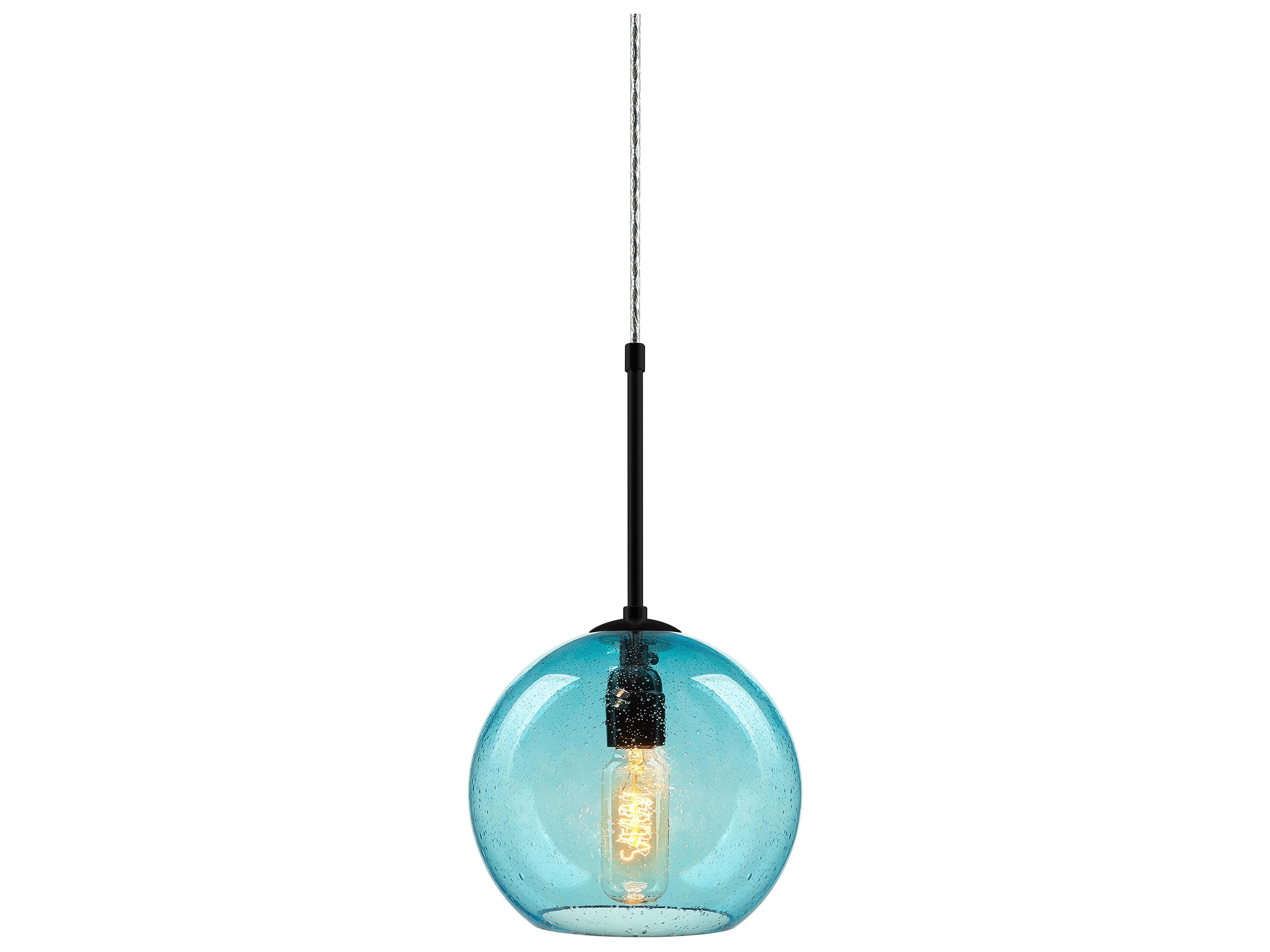 Bobo 1-Light Blue Glass Globe Mini Pendant