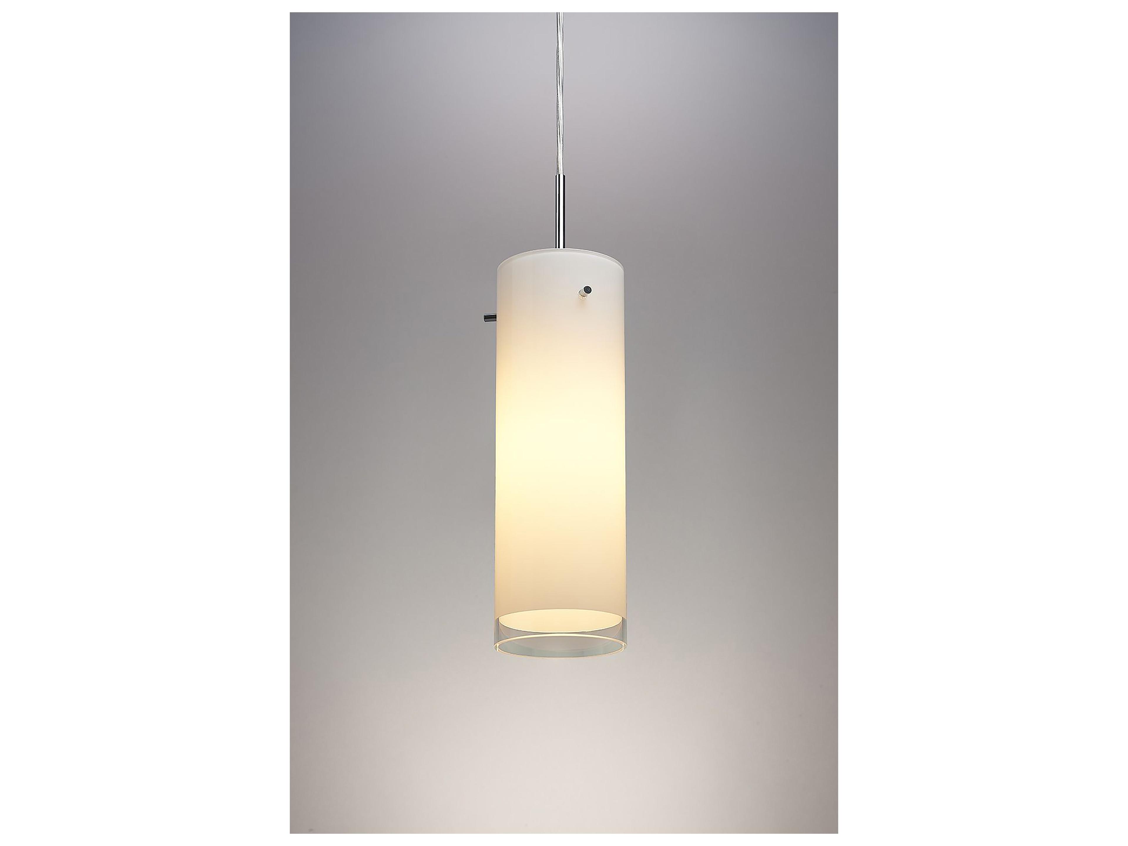 Bruck Lighting Cyrus 1-Light White Glass LED Cylinder Mini Pendant