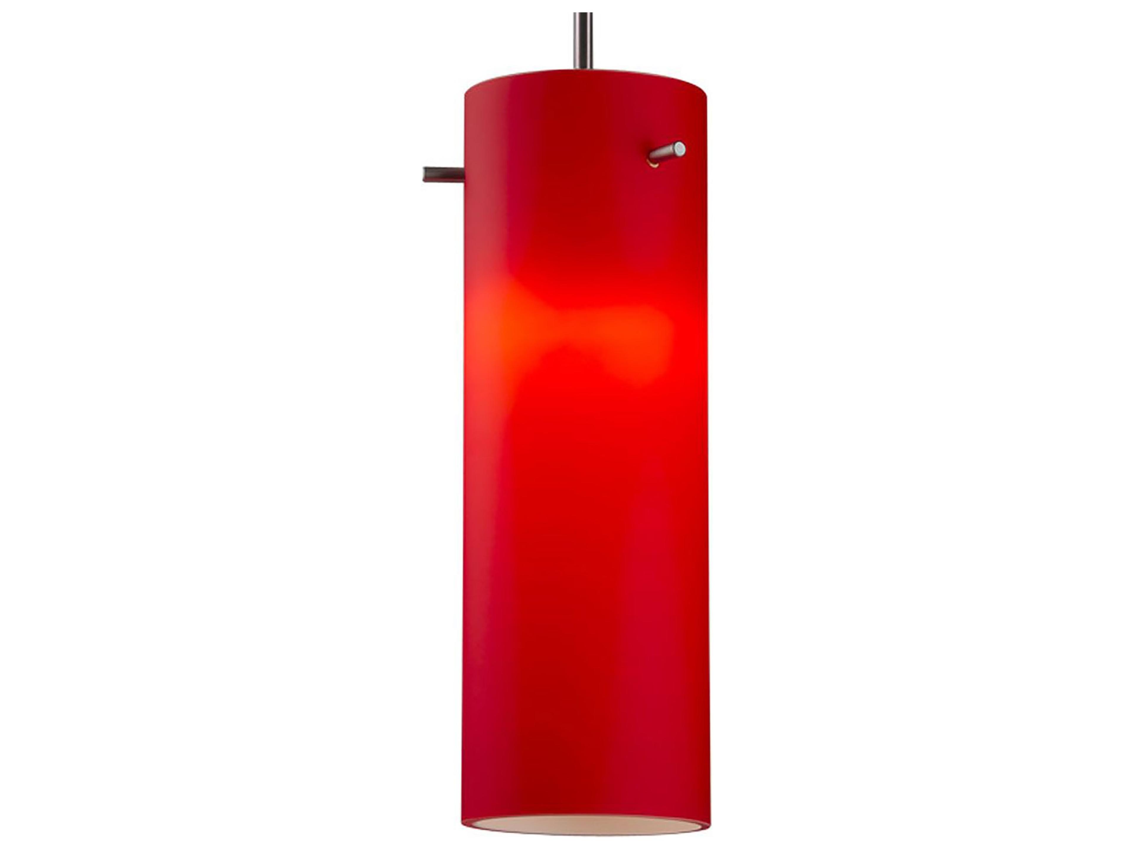 Titan 1-Light Red Glass LED Cylinder Mini Pendant