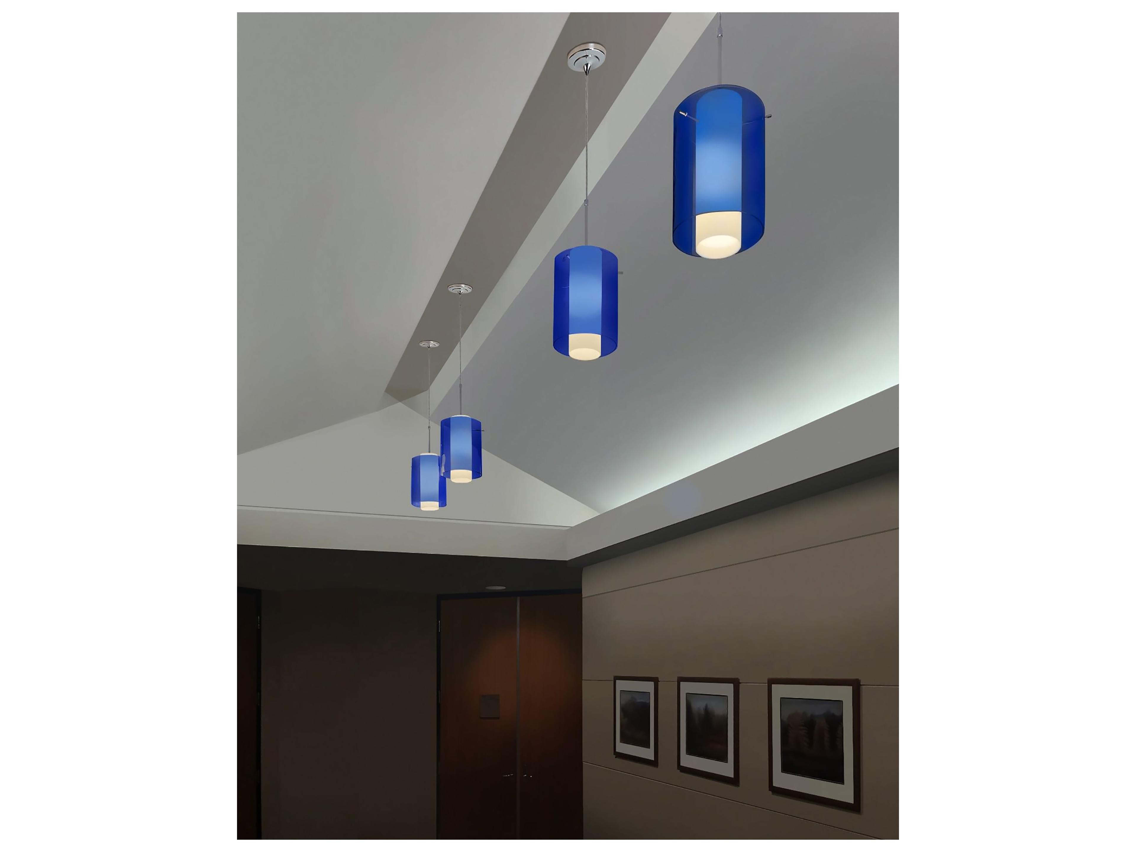 Bruck Lighting Rome 1-Light Blue Glass LED Cylinder Mini Pendant