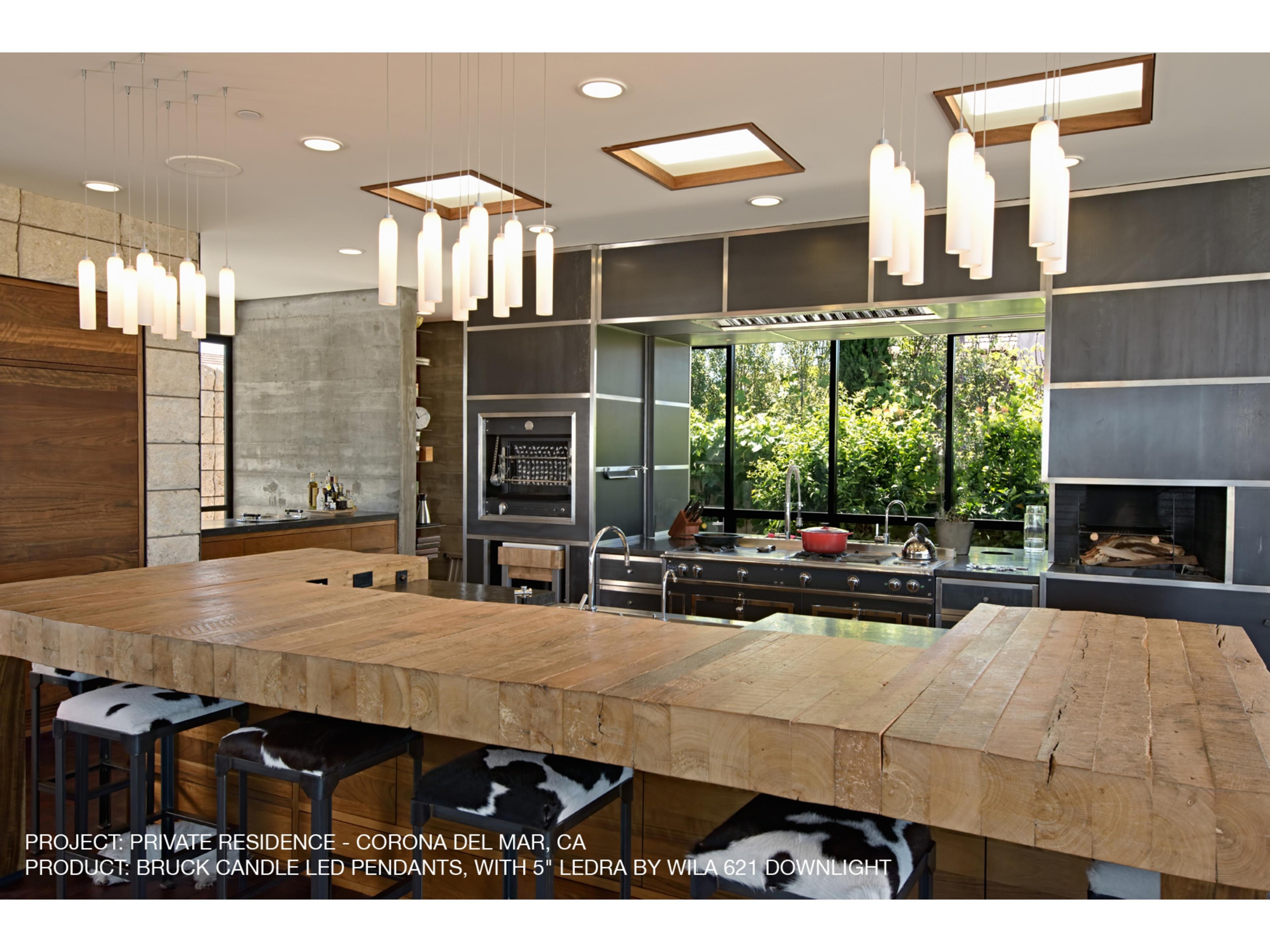 Bruck Lighting Candle 1-Light White Glass LED Cylinder Mini Pendant