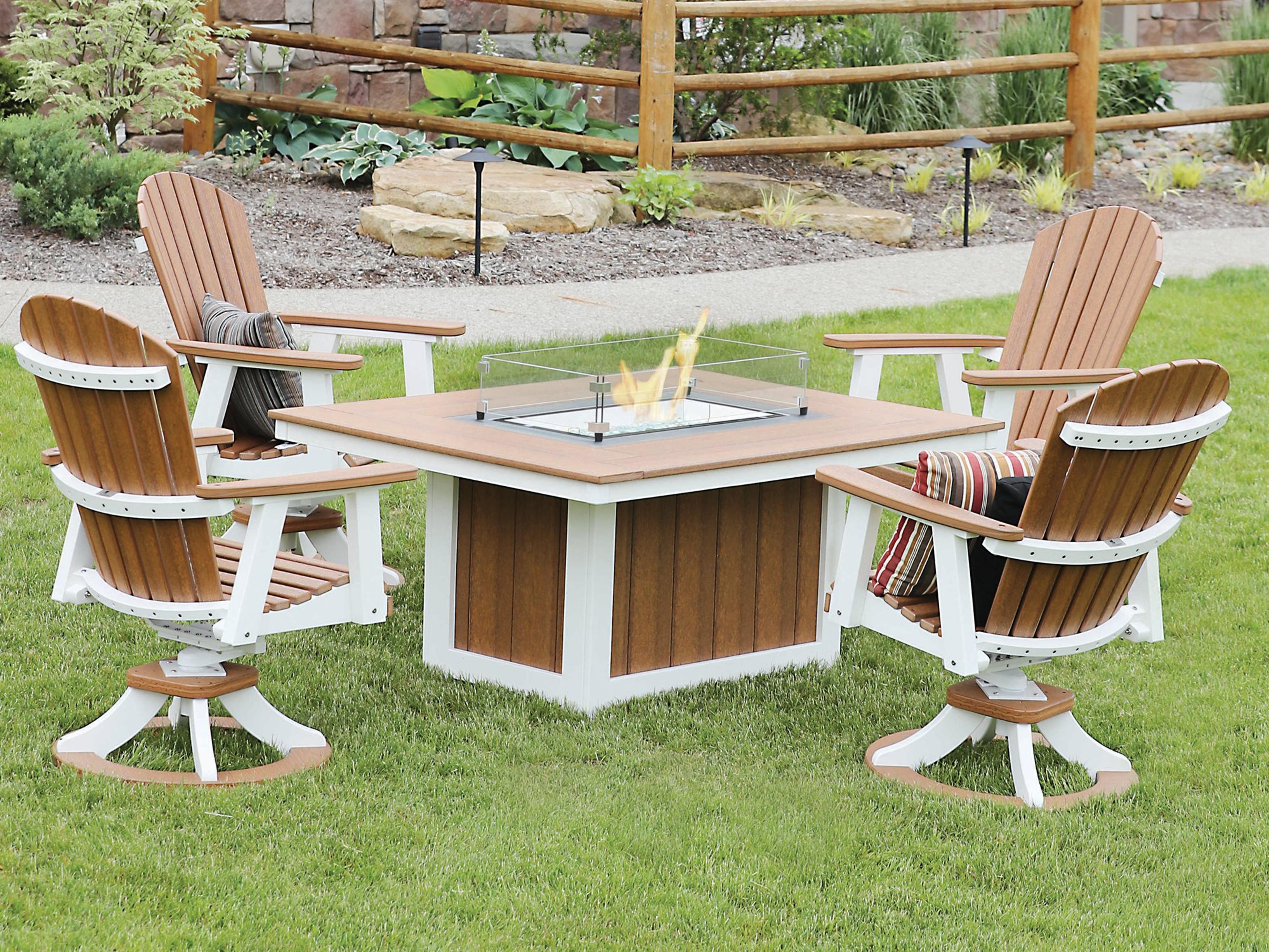 Berlin Gardens Comfo-back Recycled Plastic Fire Pit Outdoor Patio Dining Set