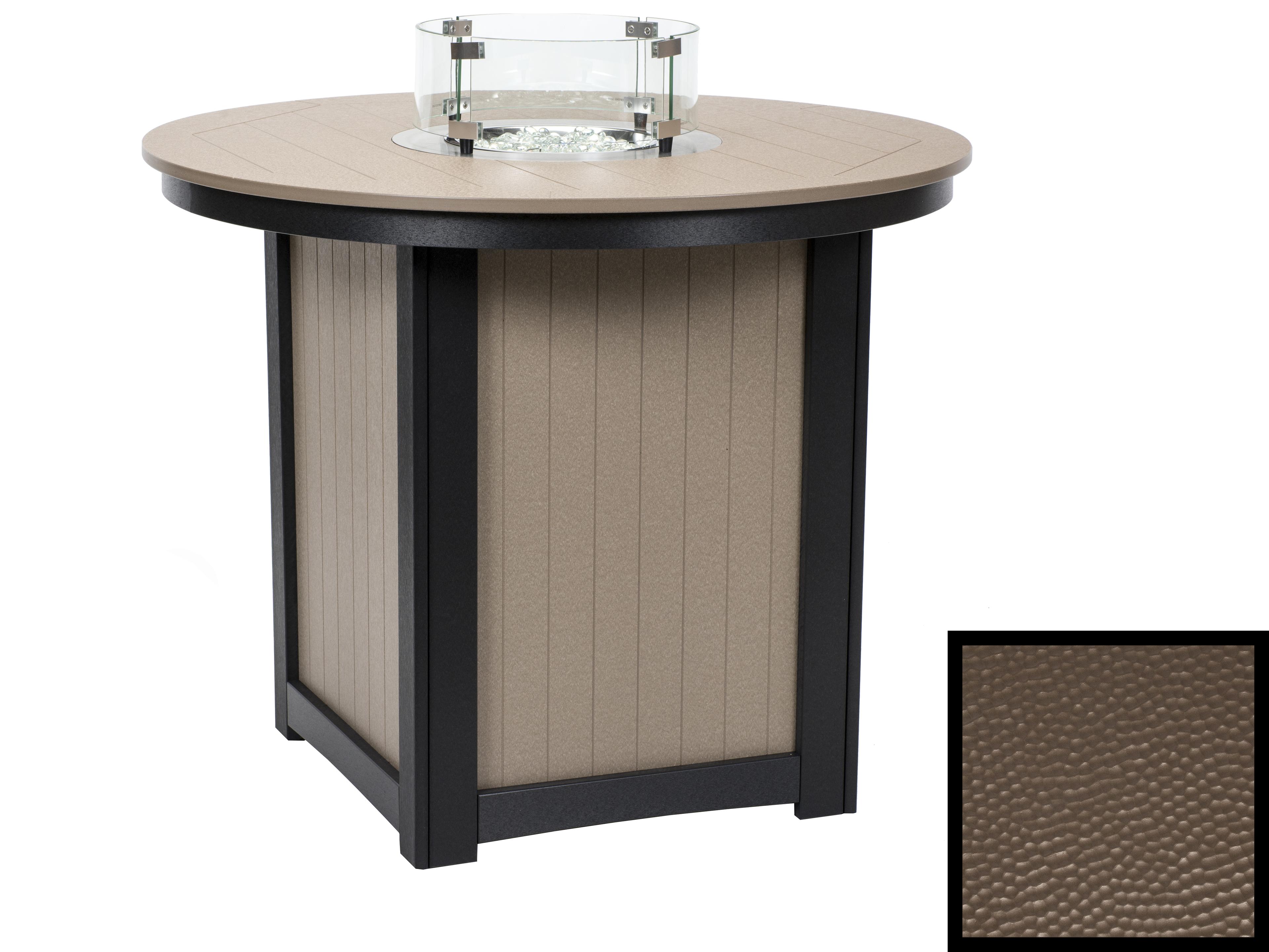 Donoma Recycled Plastic Hammered Round Counter Height Outdoor Patio Fire Pit Table