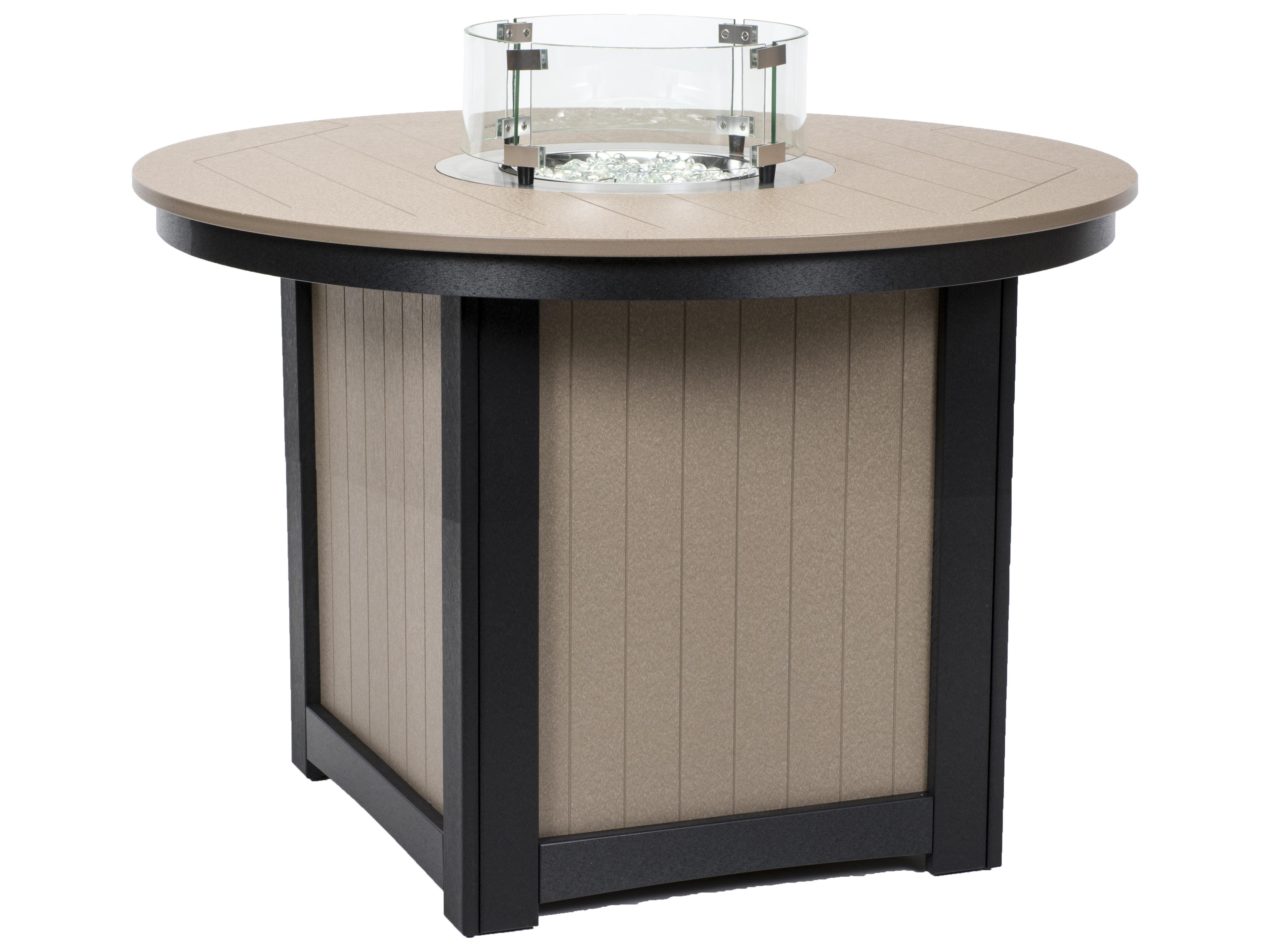 Donoma Recycled Plastic Round Dining Height Outdoor Patio Fire Pit Table