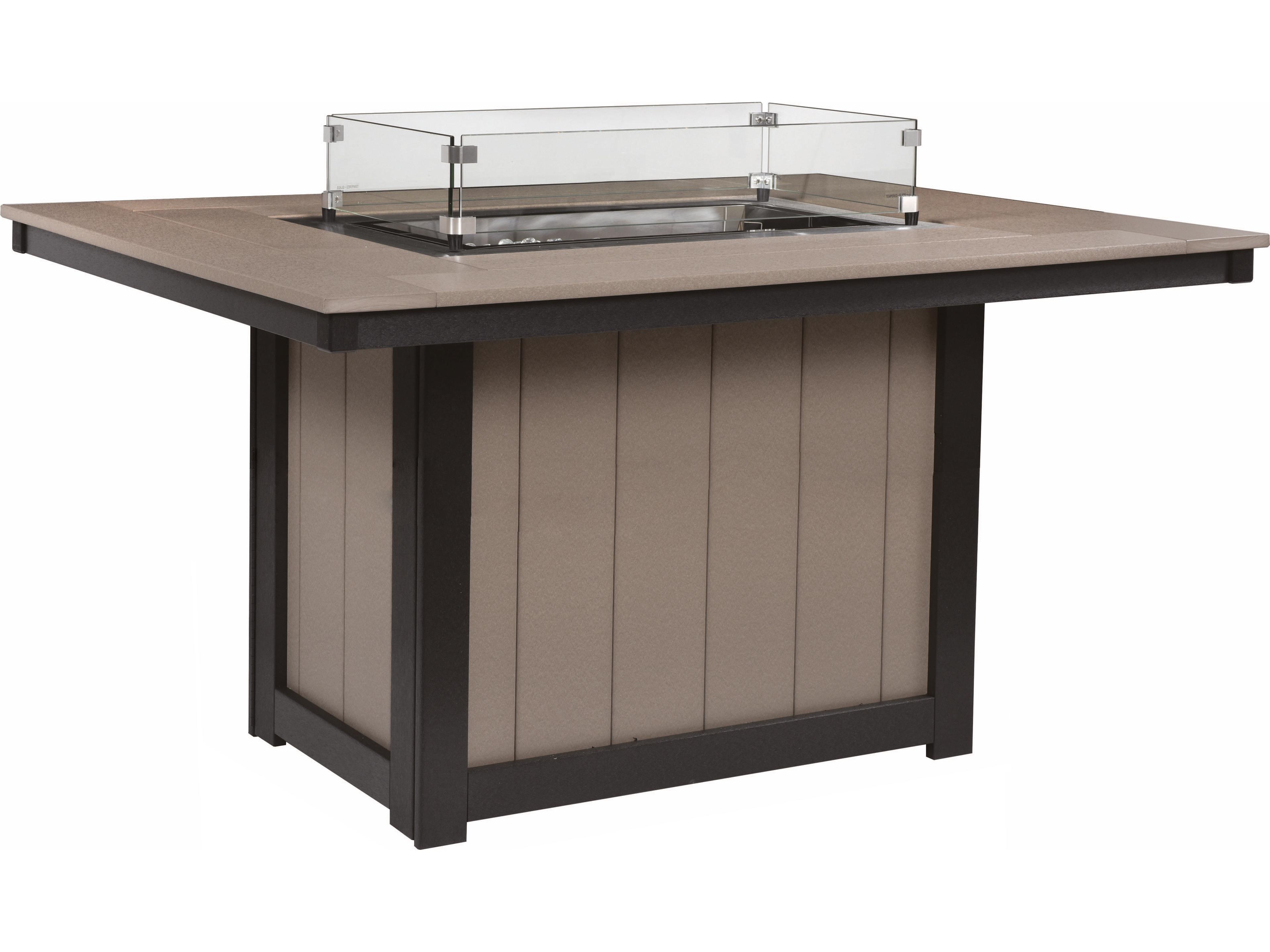 Donoma Recycled Plastic Rectangular Dining Height Outdoor Fire Pit Table