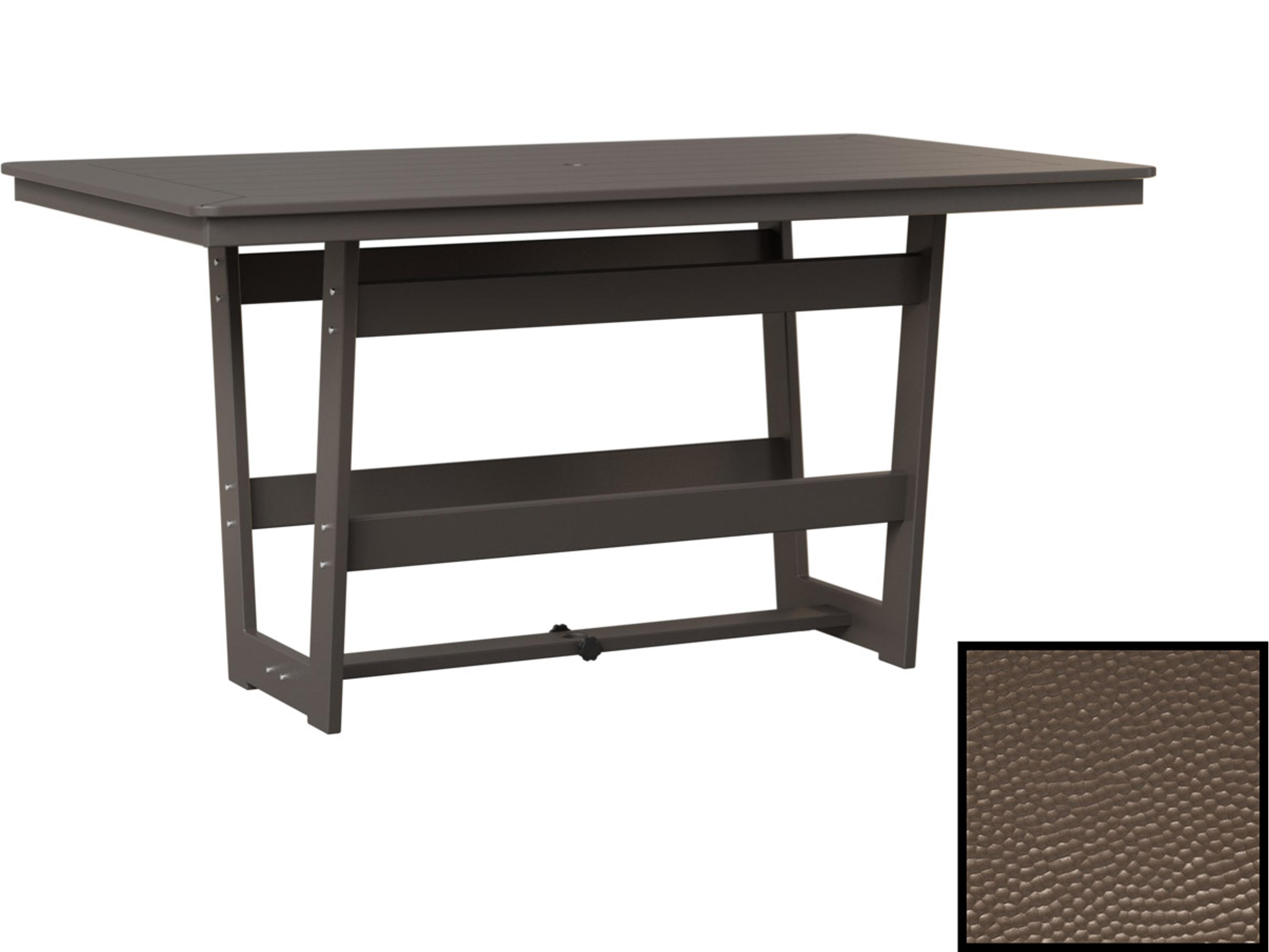 Hudson Recycled Plastic Square Counter Height Table in Hammered with Umbrella Hole