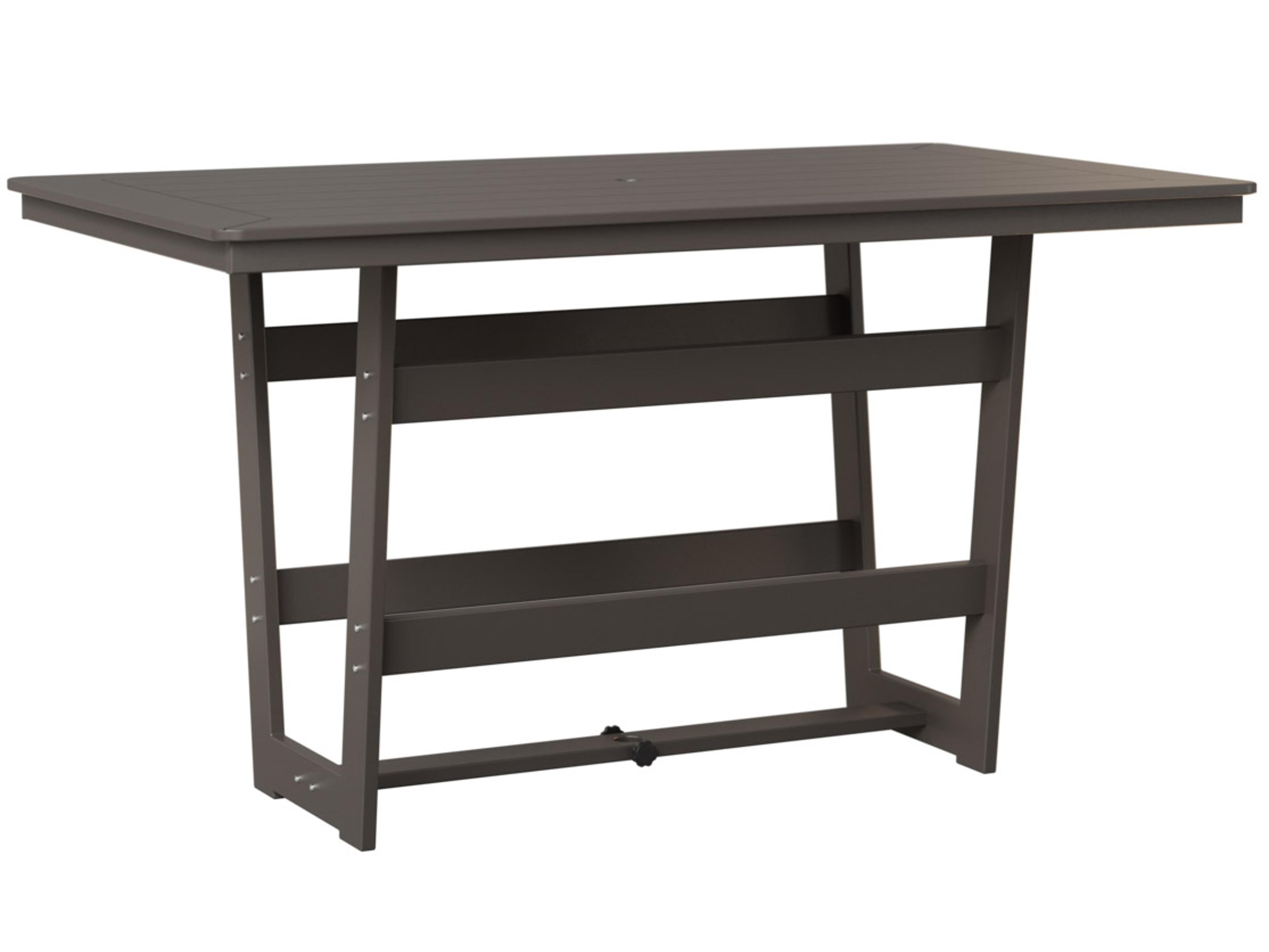 Hudson Recycled Plastic Rectangular Outdoor Patio Bar Height Table with Umbrella Hole