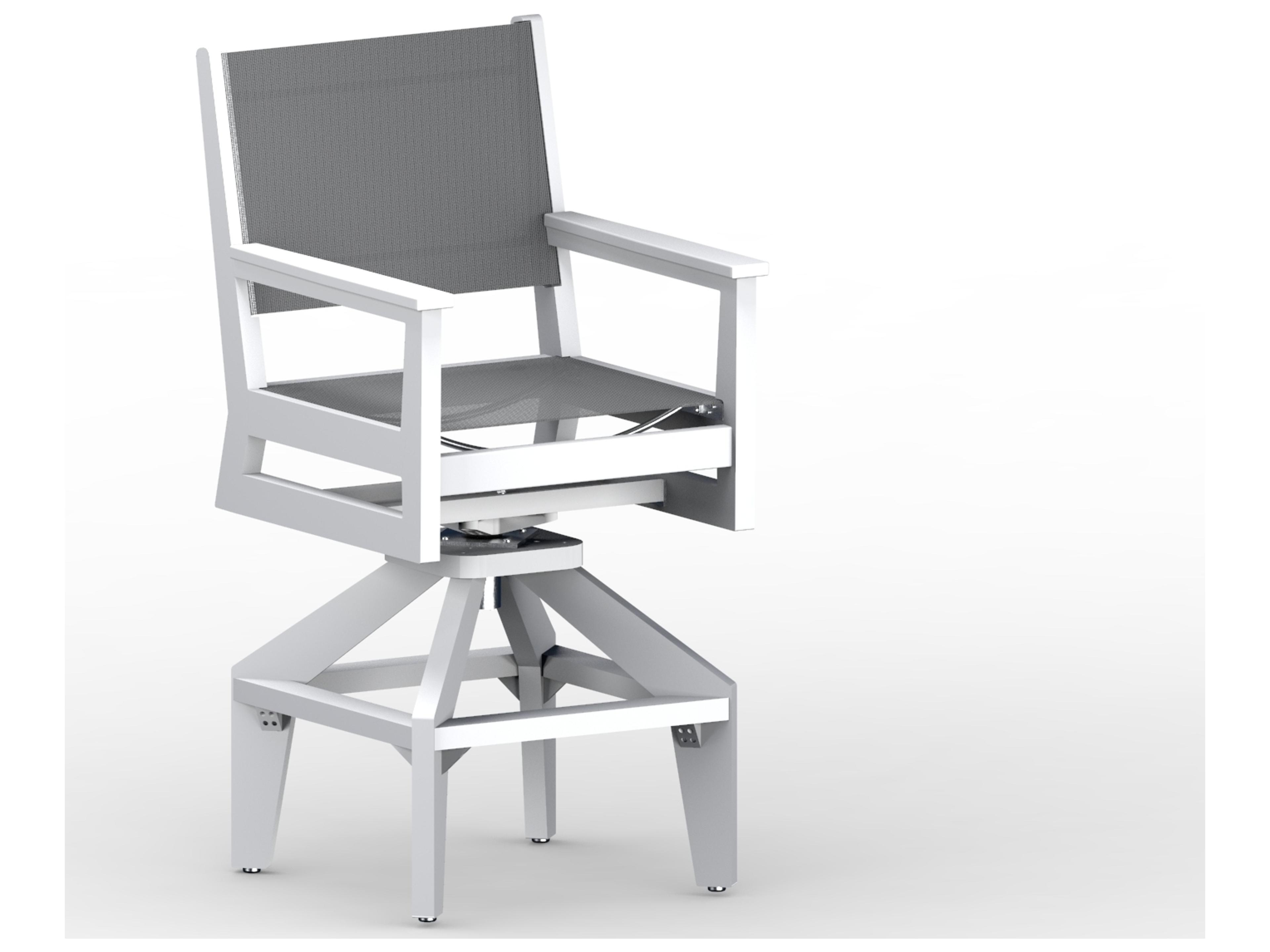 Manhew Sling Recycled Plastic Swivel Patio Bar Chair