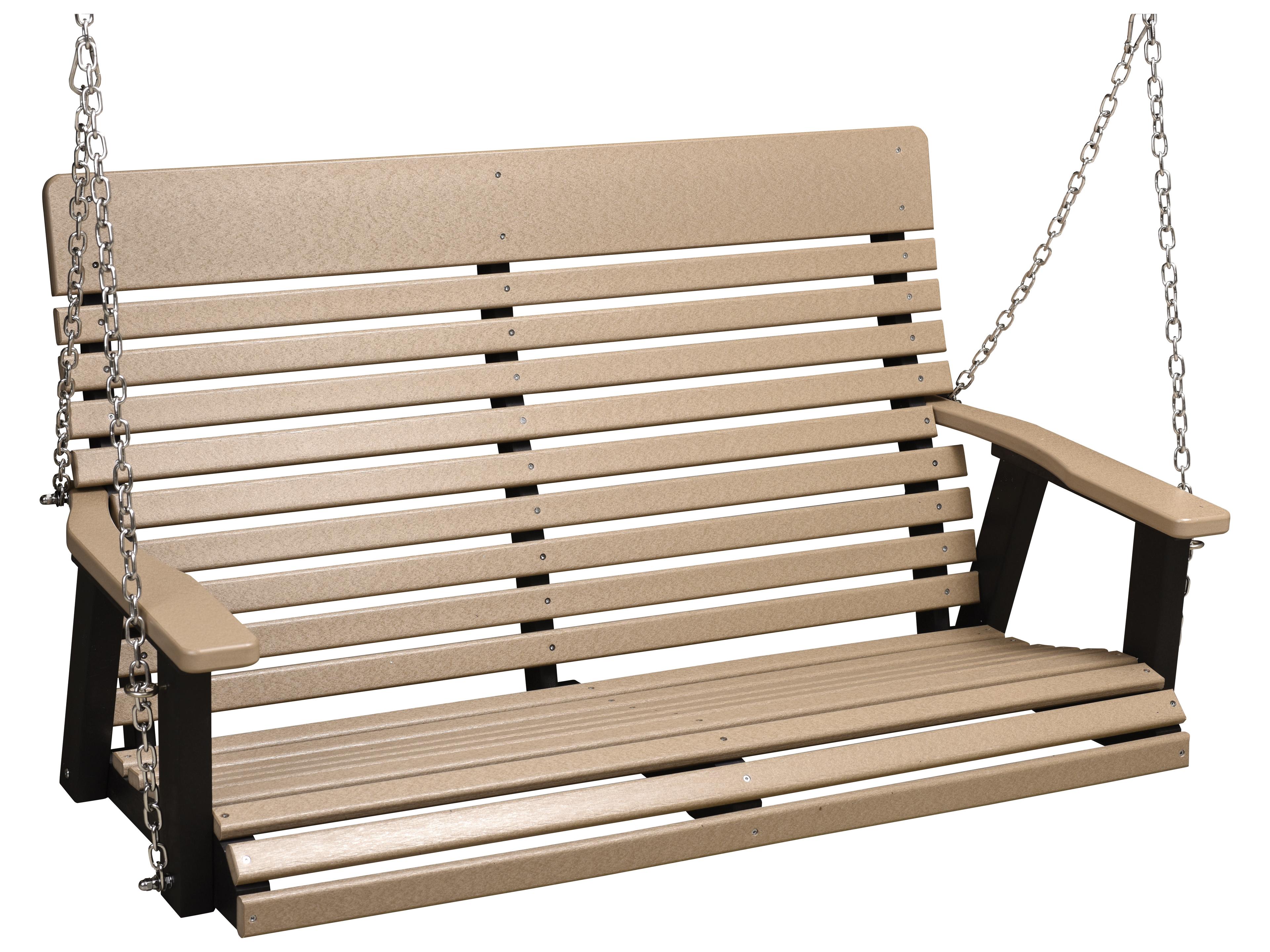 Casual Back Recycled Plastic Double Outdoor Swing in Stainless Chains