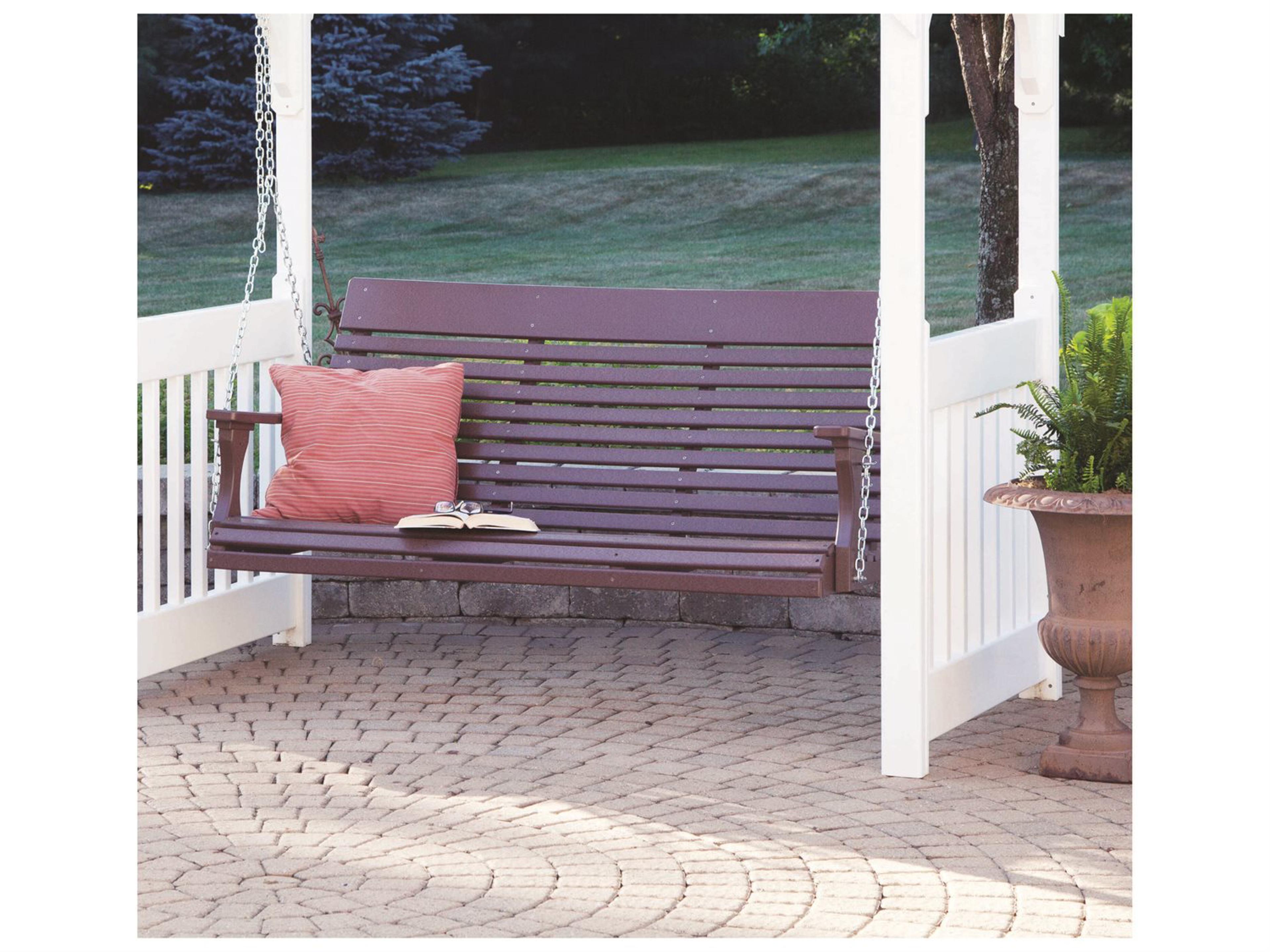 Berlin Gardens Casual Back Recycled Plastic Three Seat Patio Swing in Stainless Chains