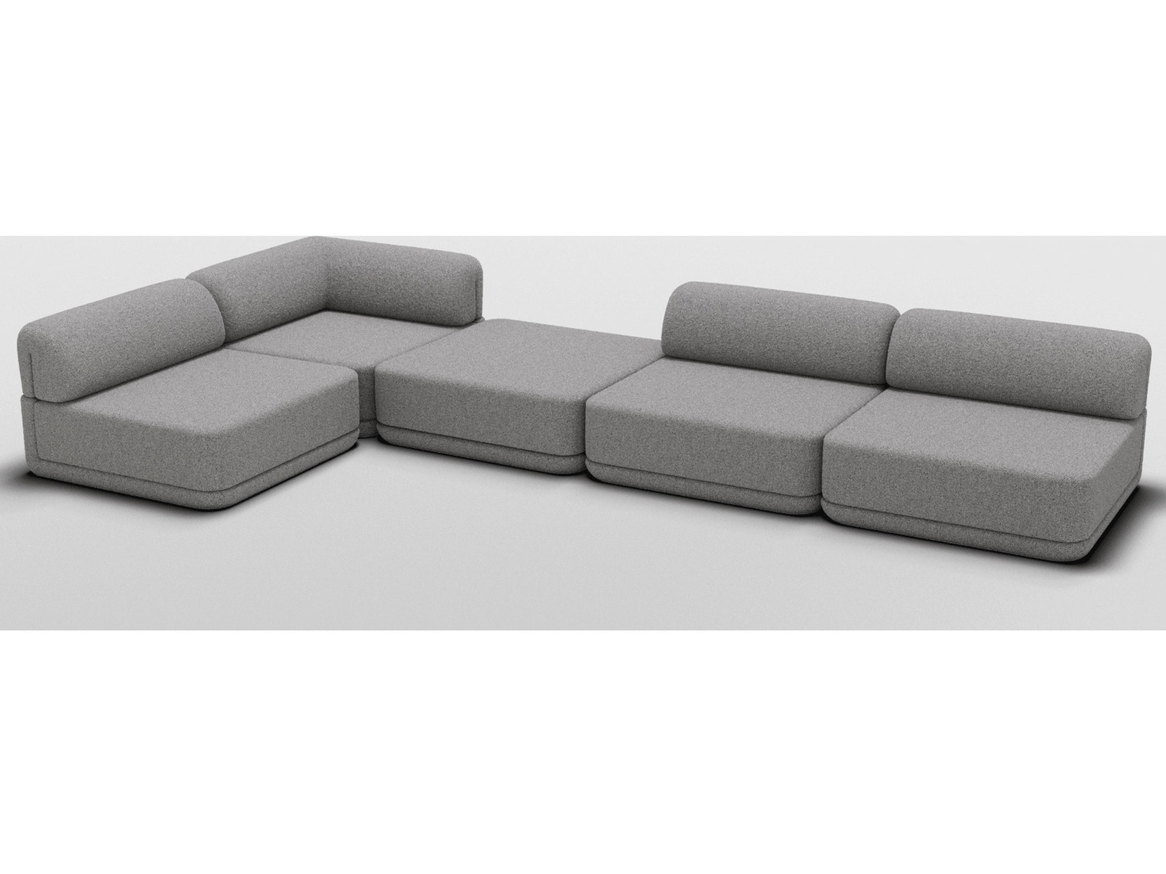 Cube Gray Upholstered Sectional Sofa