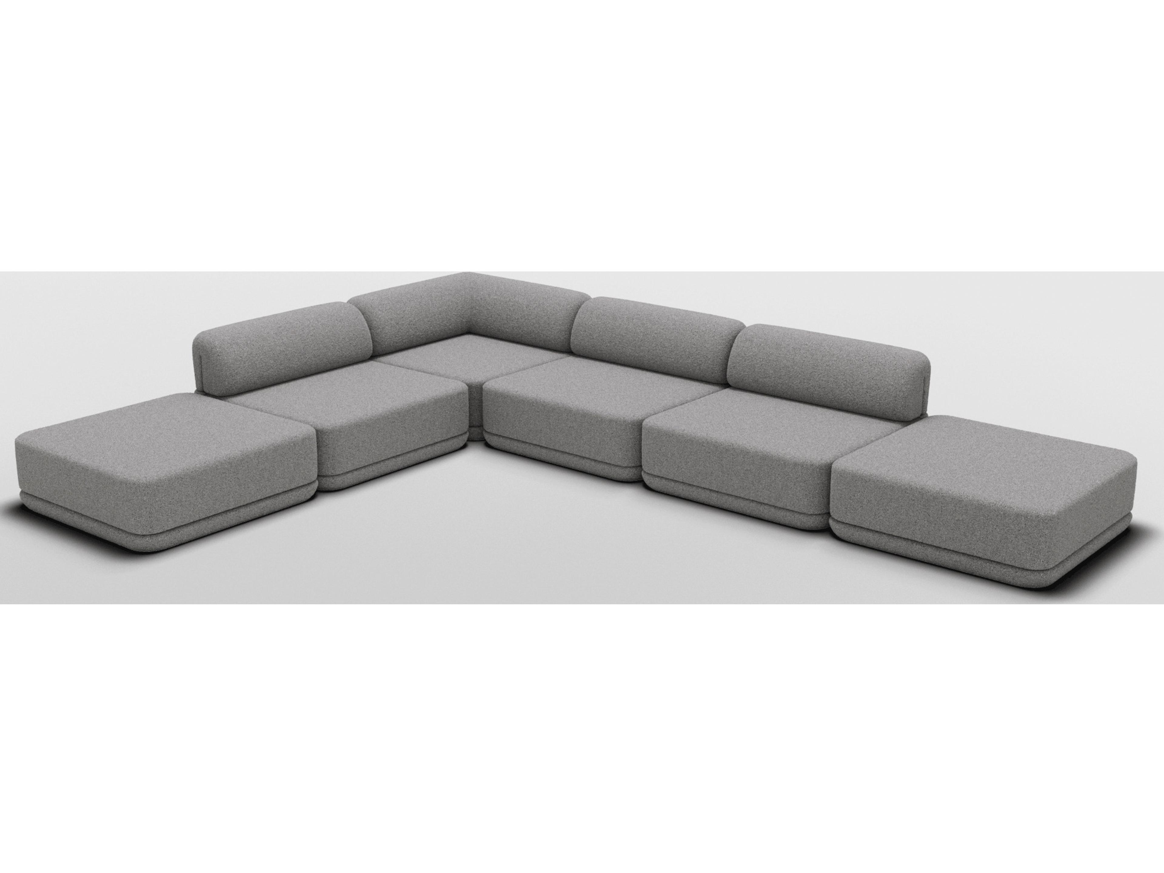 Cube Gray Upholstered Sectional Sofa