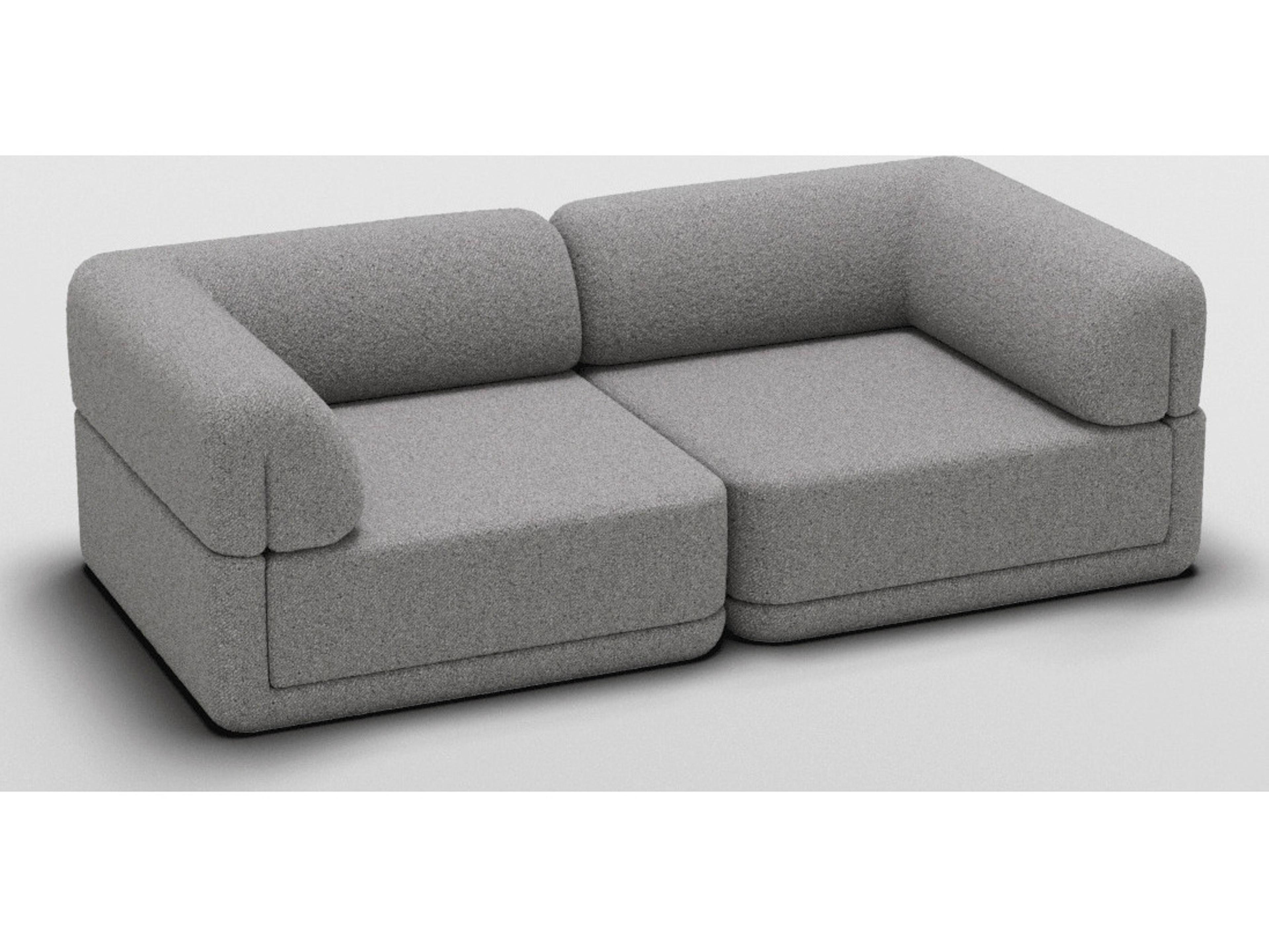 Cube Gray Upholstered Sectional Sofa