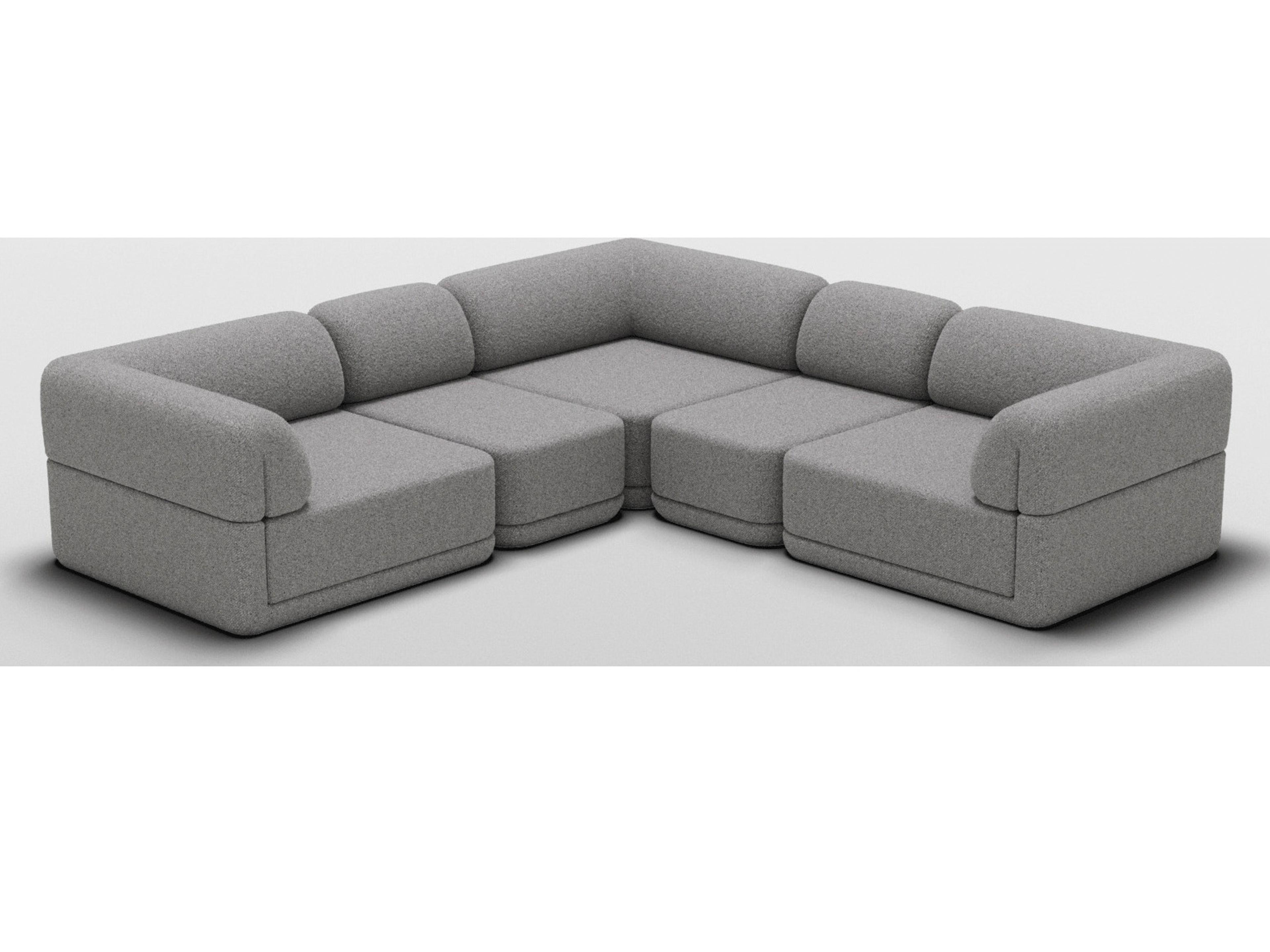 Cube Gray Upholstered Sectional Sofa
