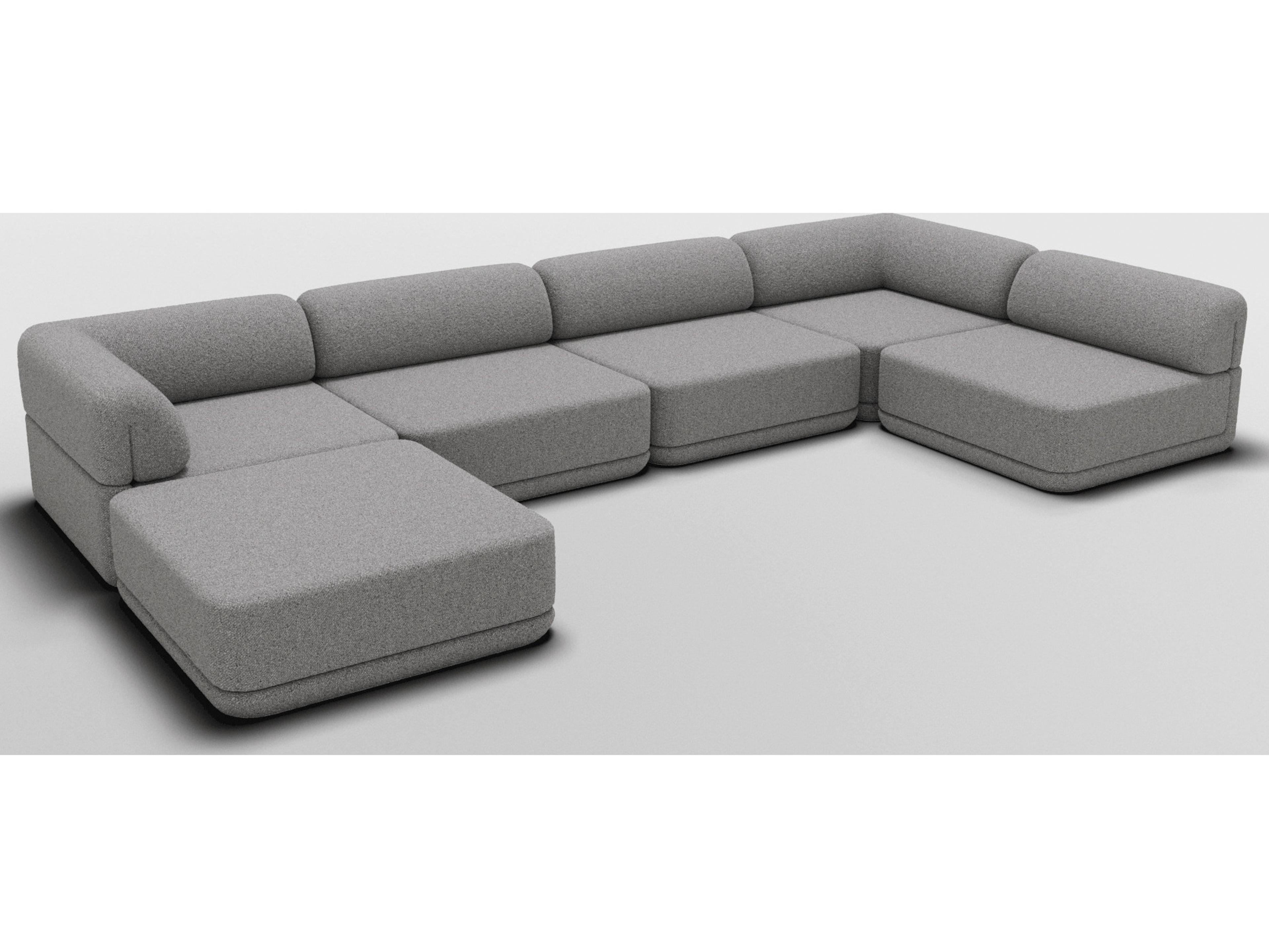 Cube Gray Upholstered Sectional Sofa