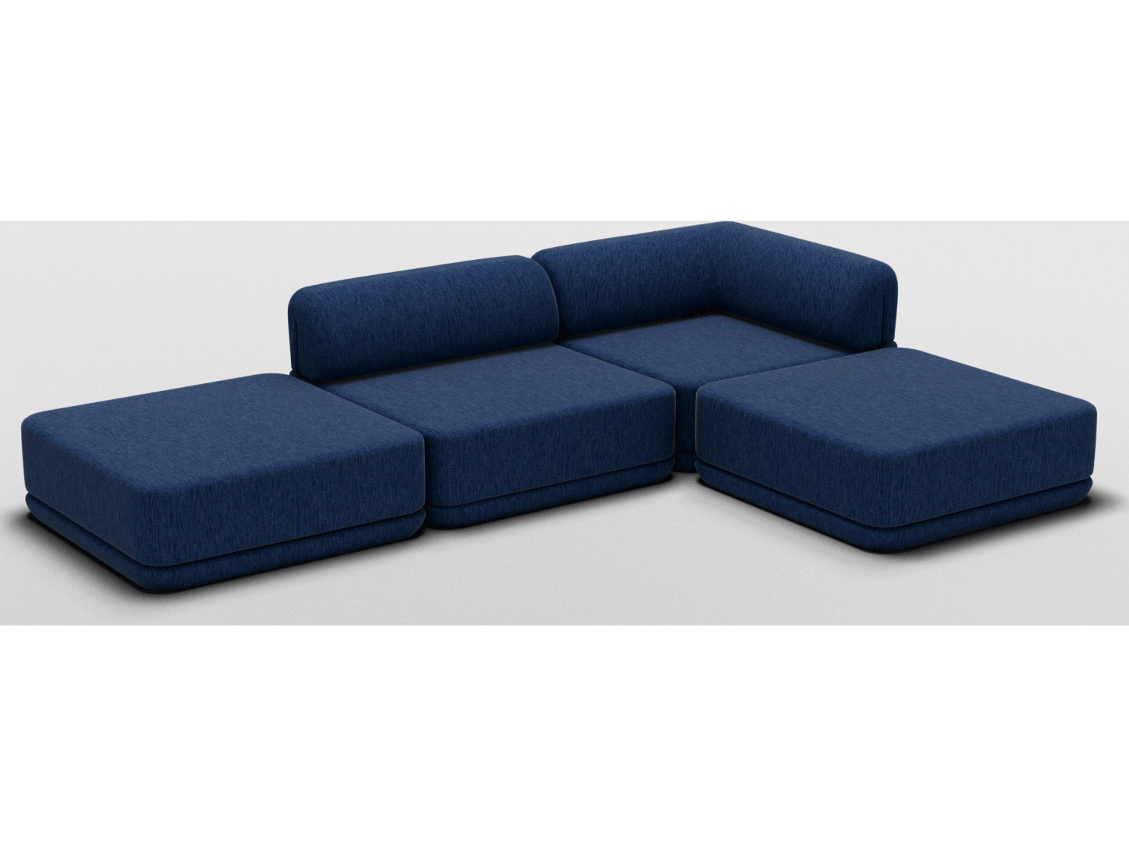 Cube Blue Upholstered Sectional Sofa