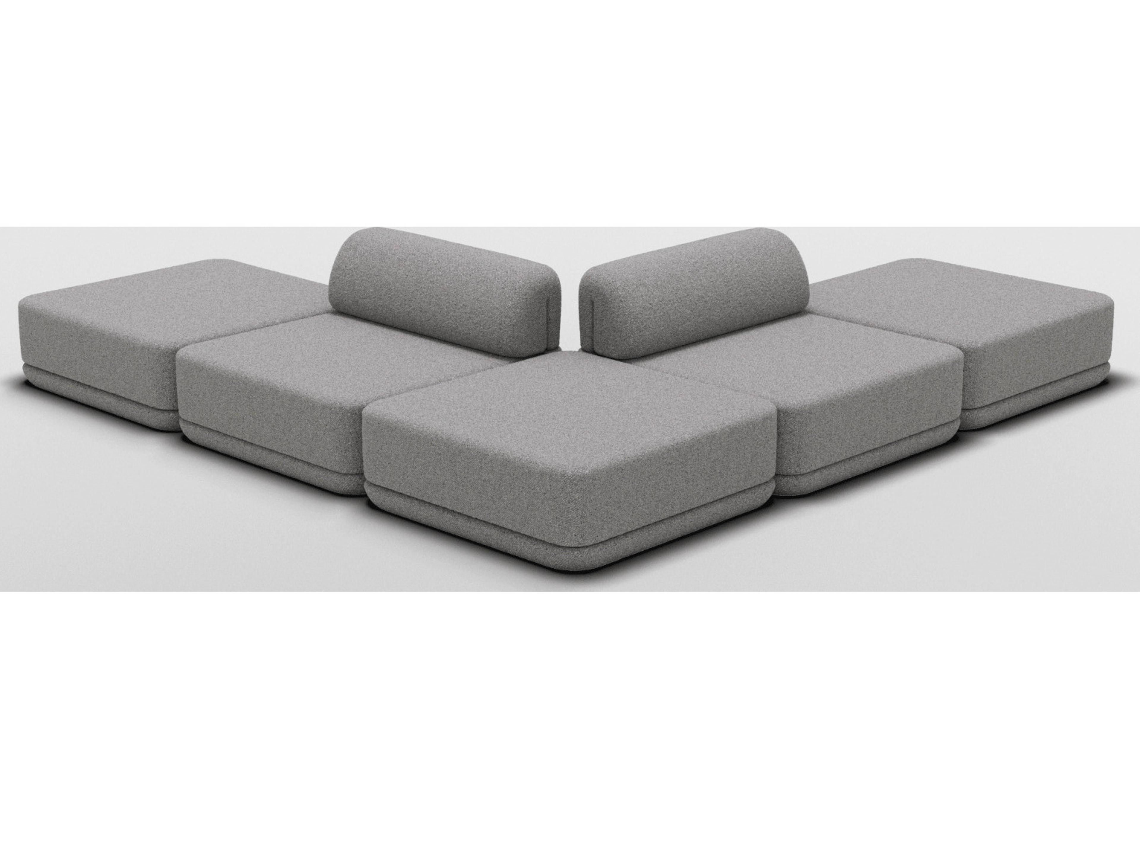 Cube Gray Upholstered Sectional Sofa
