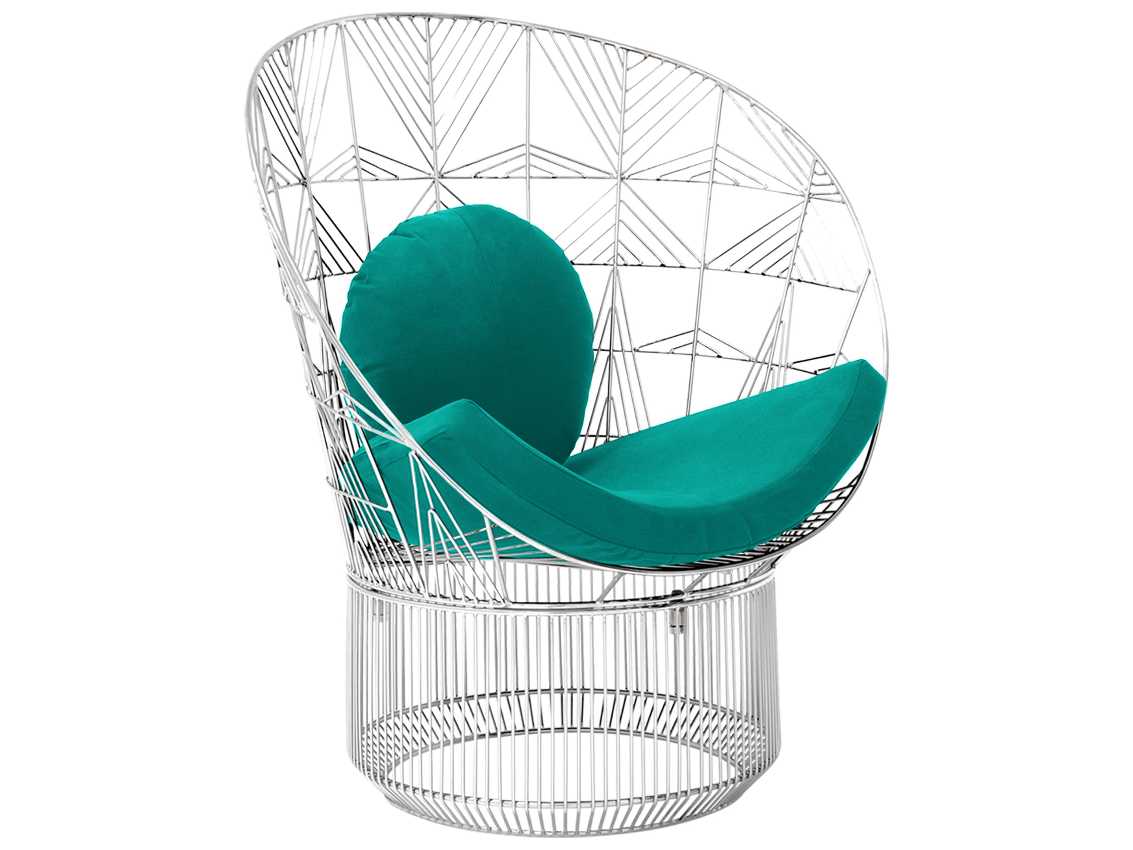 Peacock Lounge Chair Pad and Pillow Set Teal Sunbrella