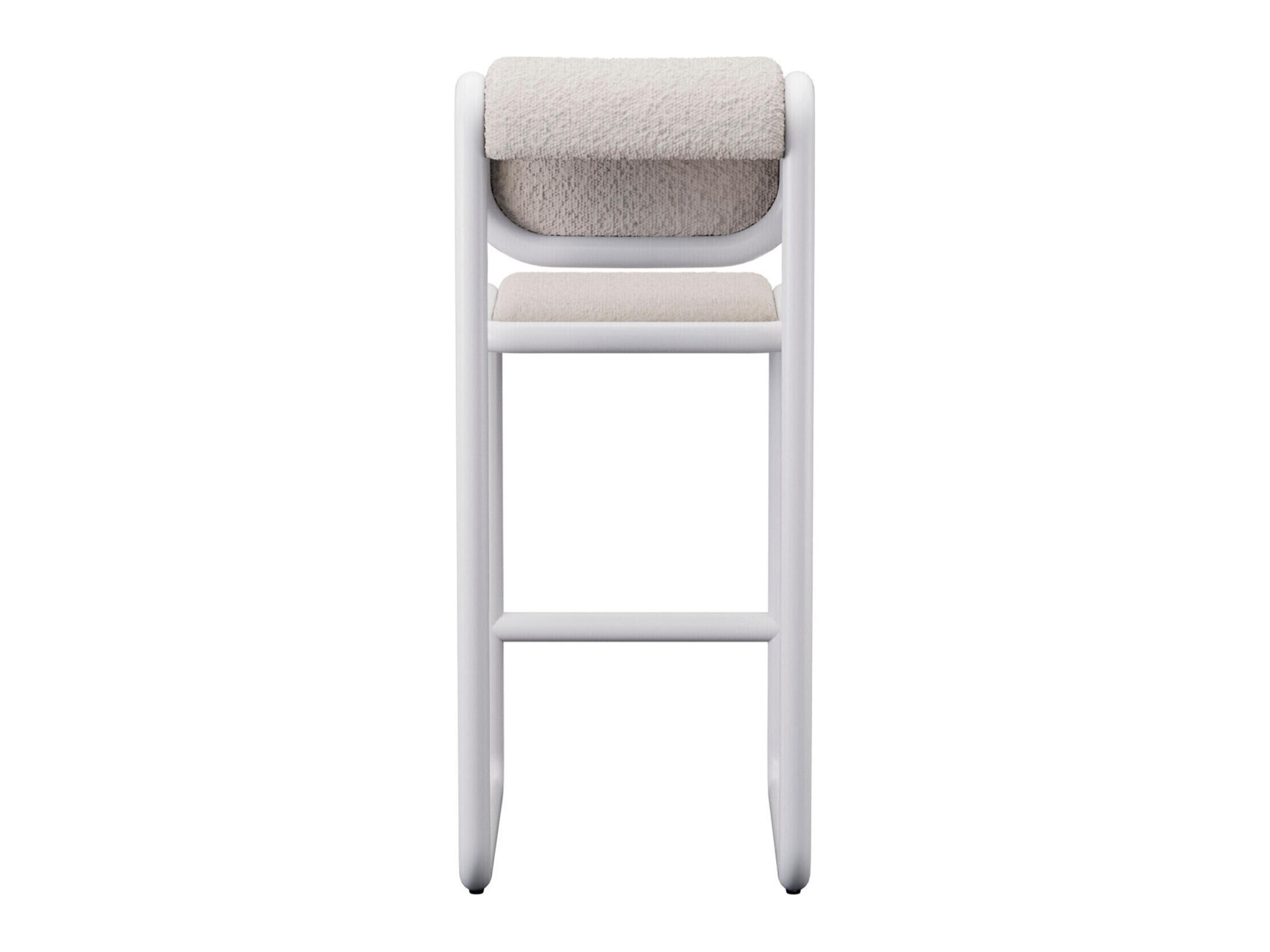 Bend Goods Tube White Frame With Boucle Fabric Upholstered Plywood Bar Stool