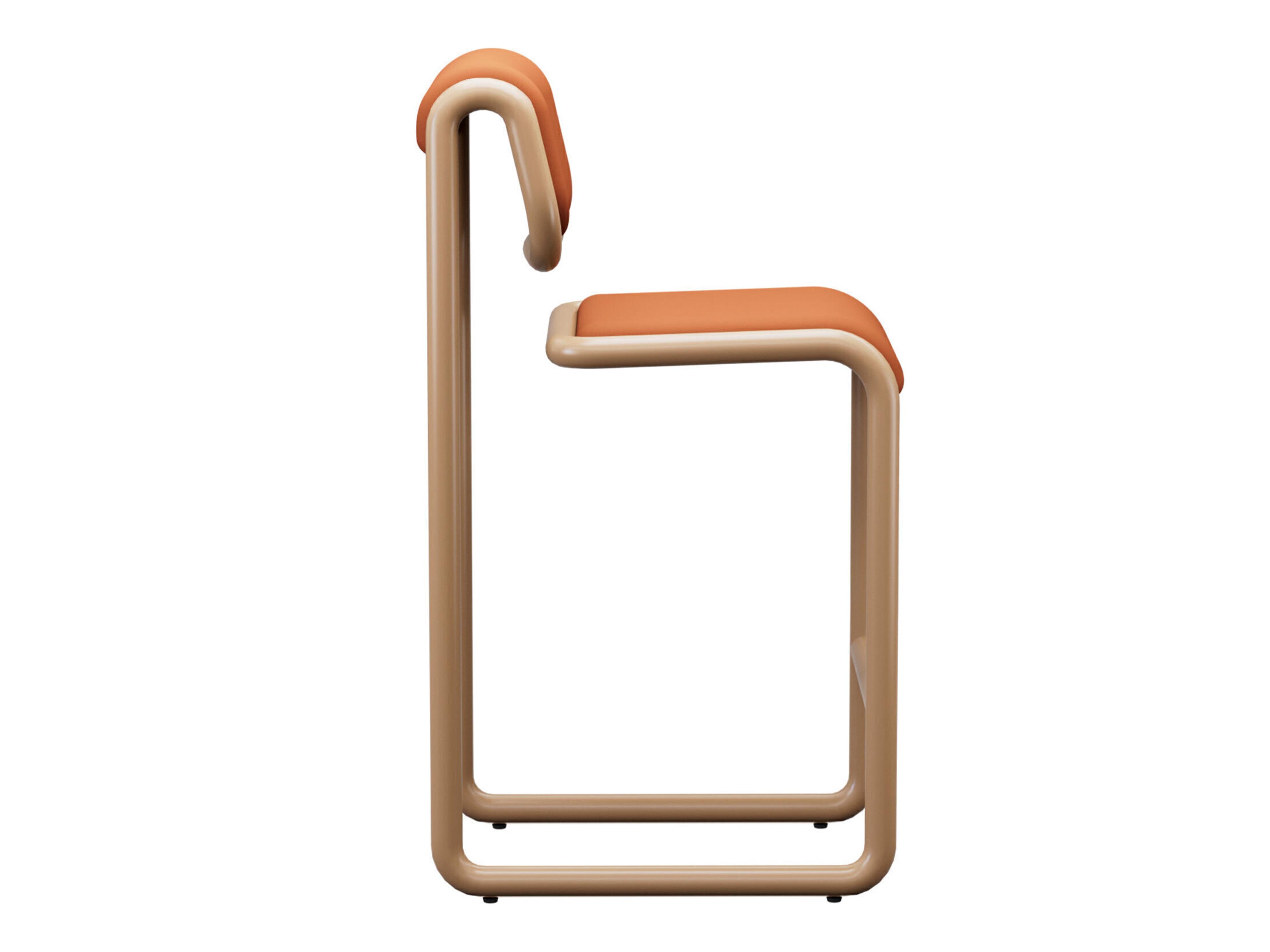 Bend Goods Tube Tan Frame With Leather Fabric Plywood Bar Stool