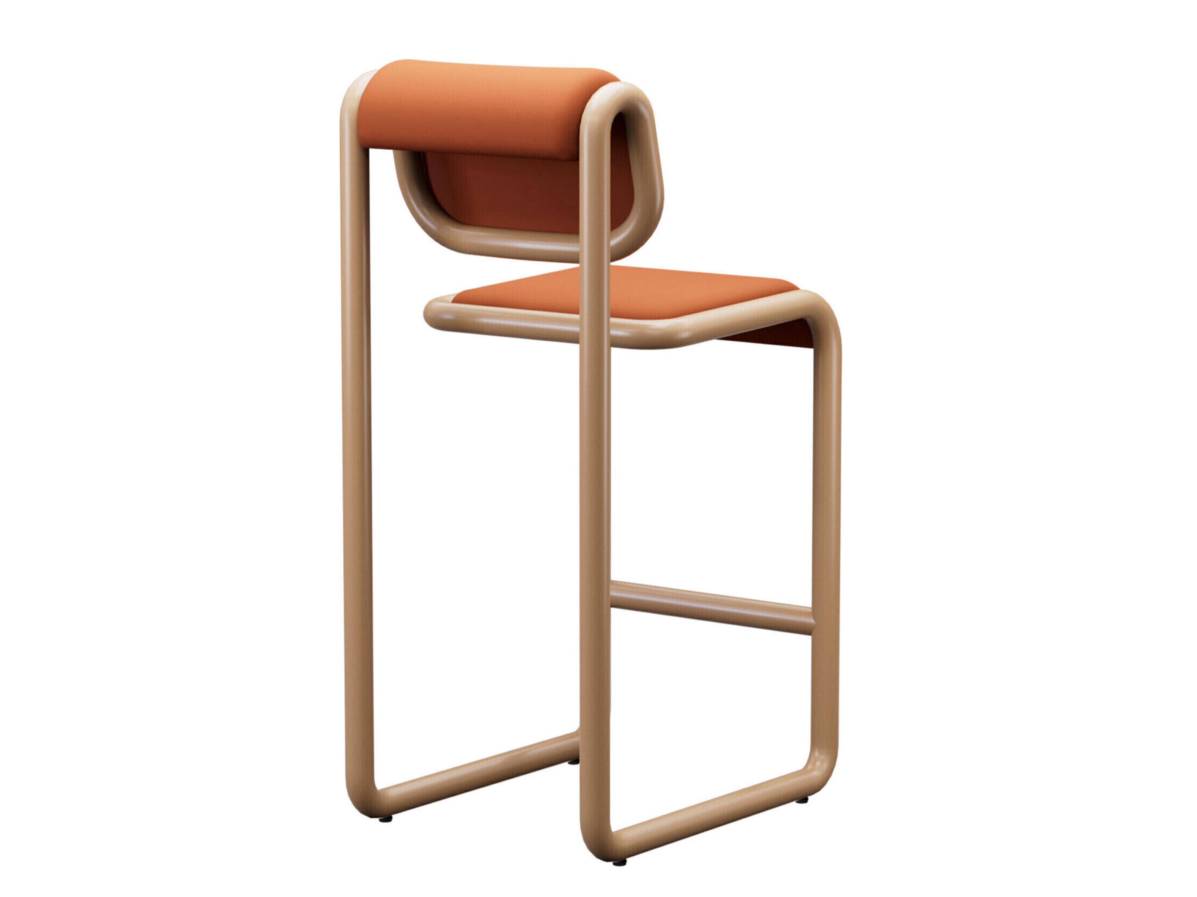 Bend Goods Tube Tan Frame With Leather Fabric Plywood Bar Stool