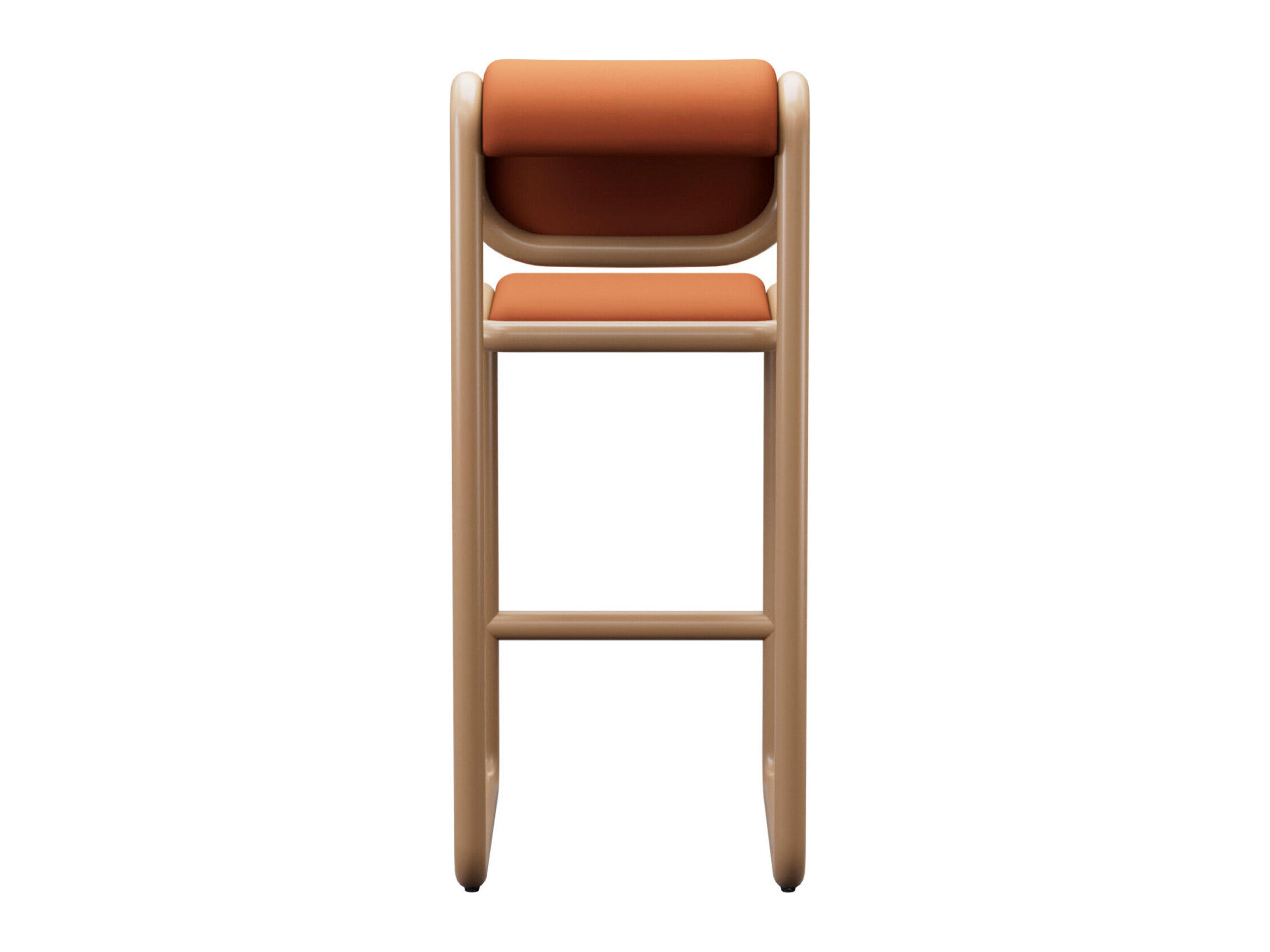 Bend Goods Tube Tan Frame With Leather Fabric Plywood Bar Stool