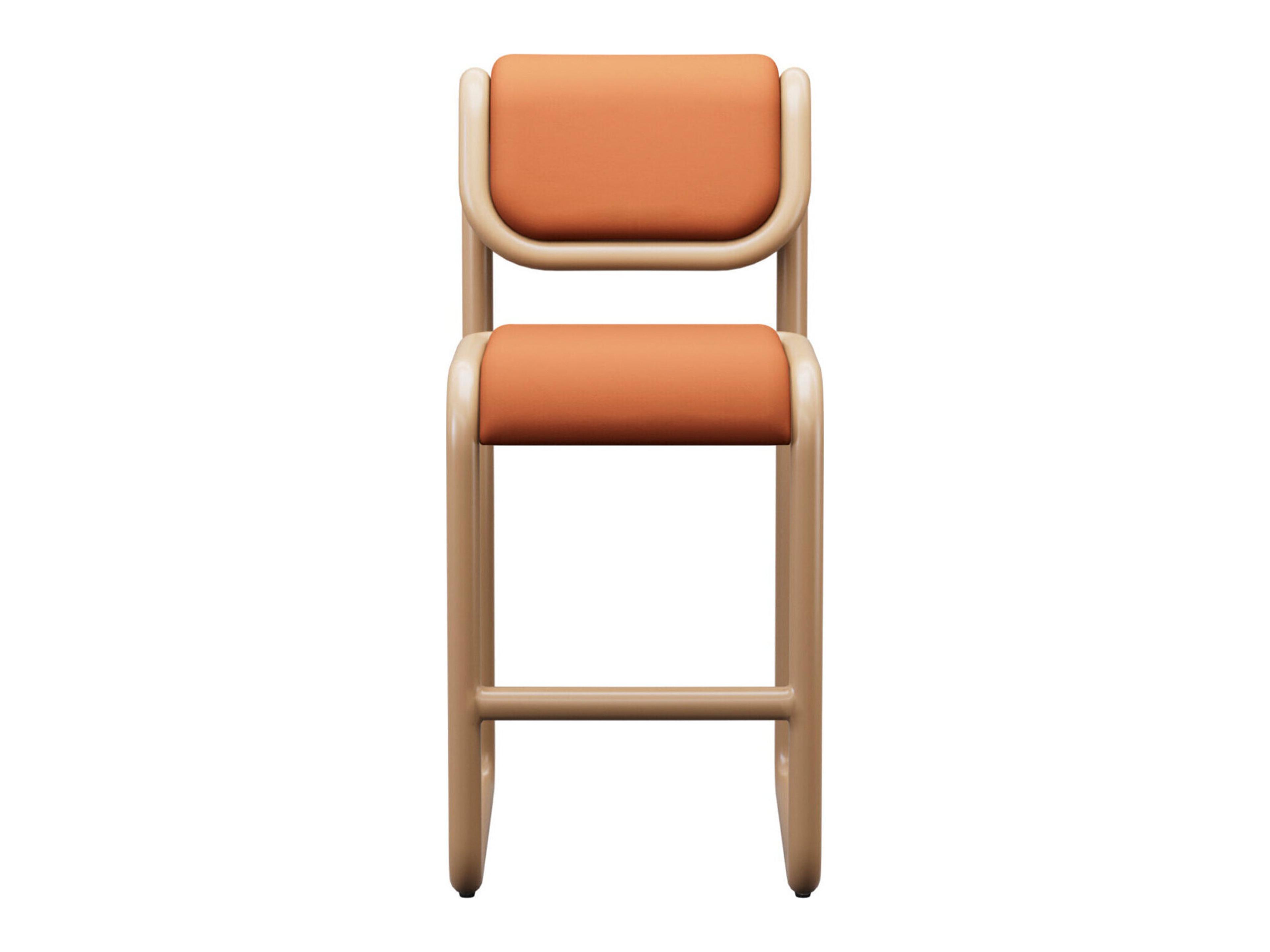 Bend Goods Tube Tan Frame With Leather Fabric Plywood Counter Stool