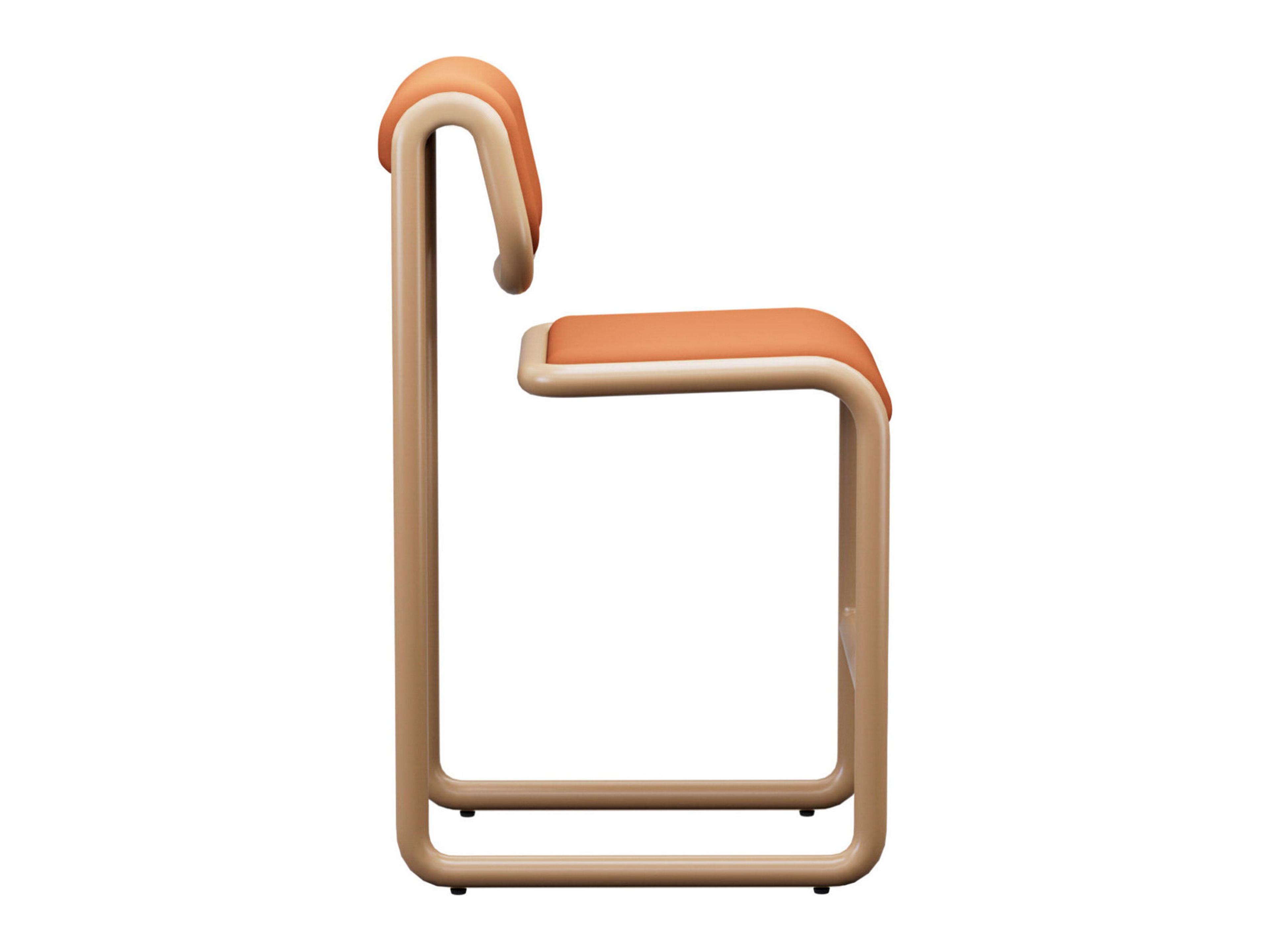 Bend Goods Tube Tan Frame With Leather Fabric Plywood Counter Stool