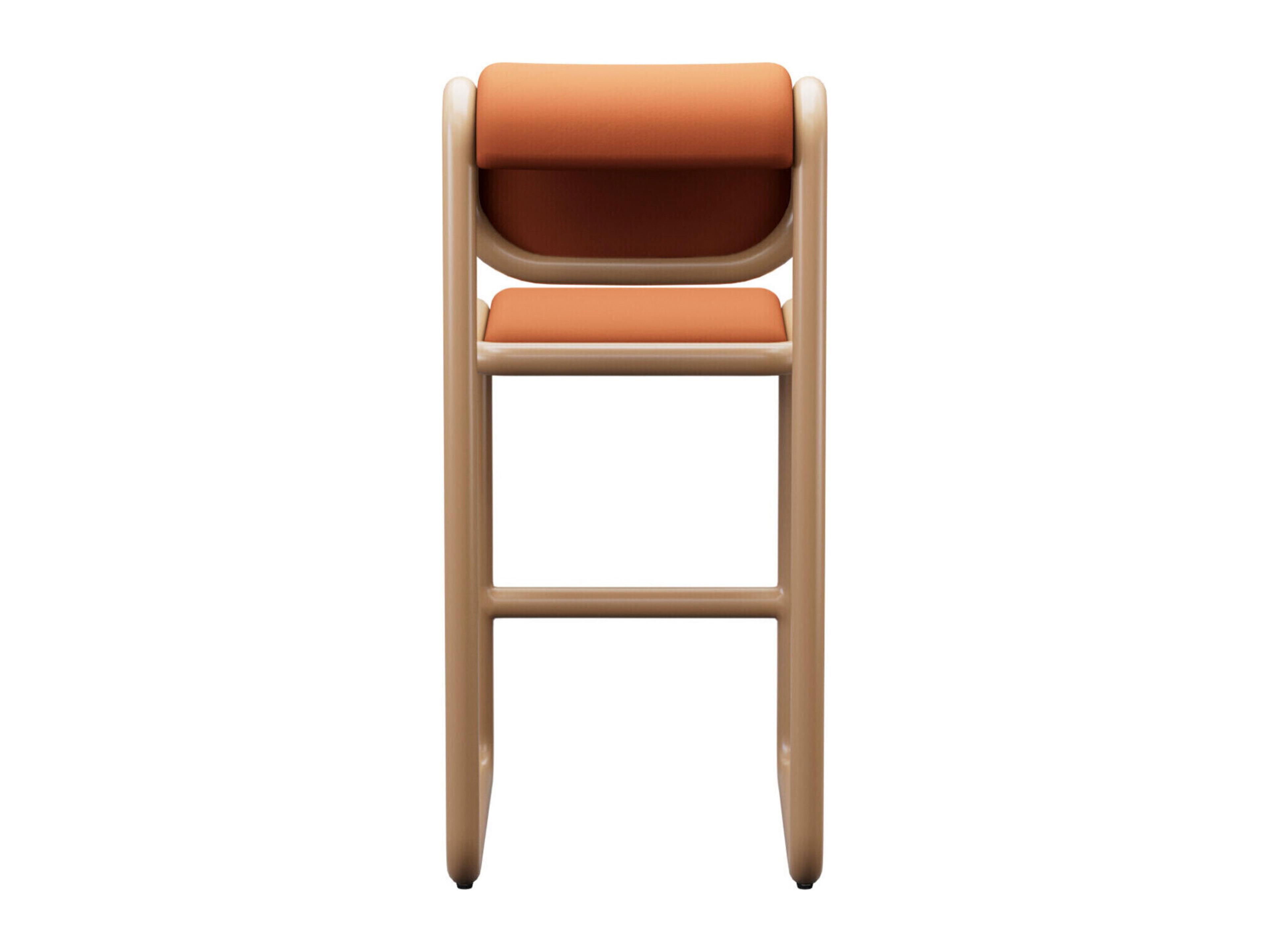 Bend Goods Tube Tan Frame With Leather Fabric Plywood Counter Stool