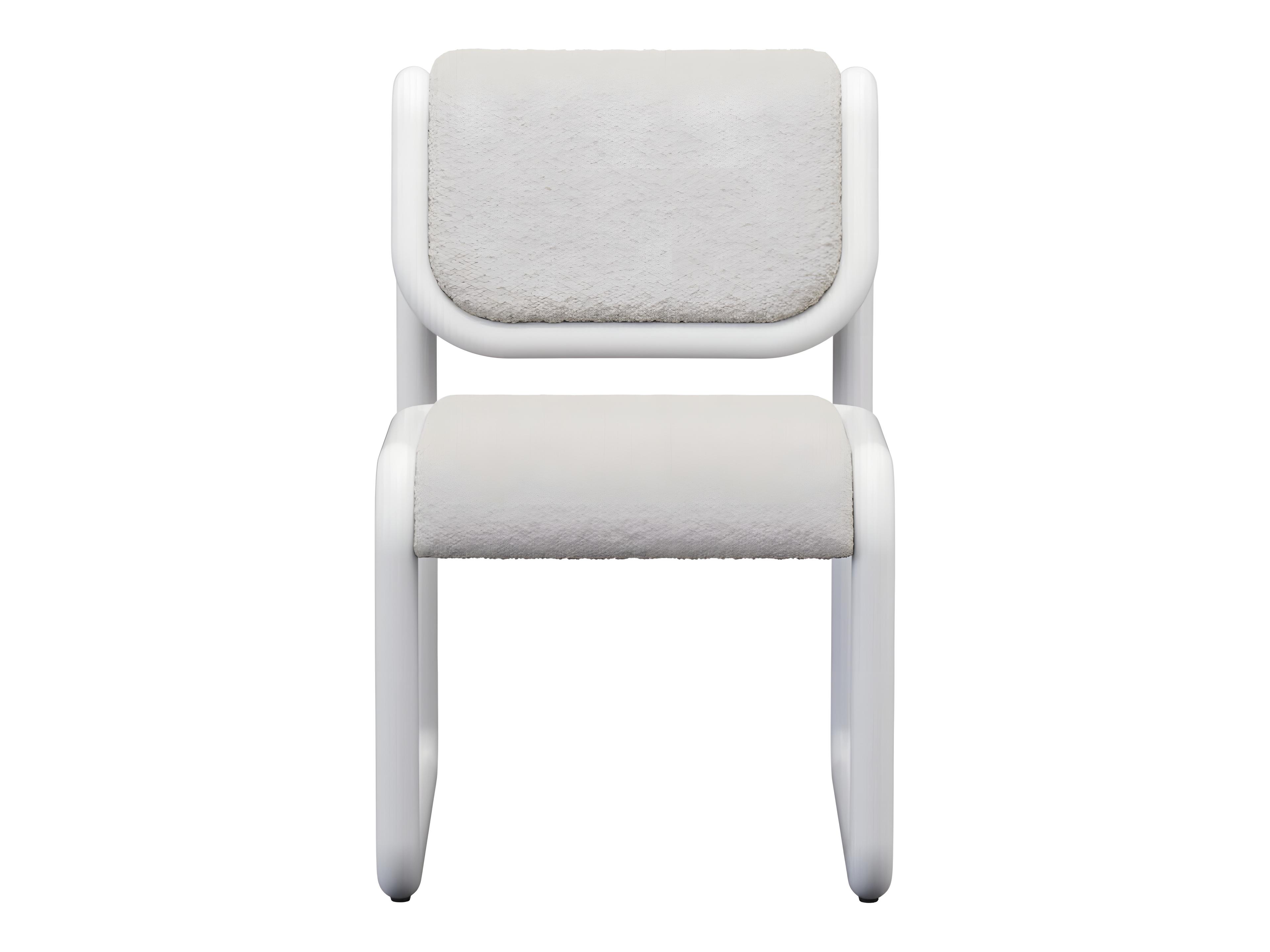 Bend Goods Tube Plywood White Upholstered Armless Dining Chair