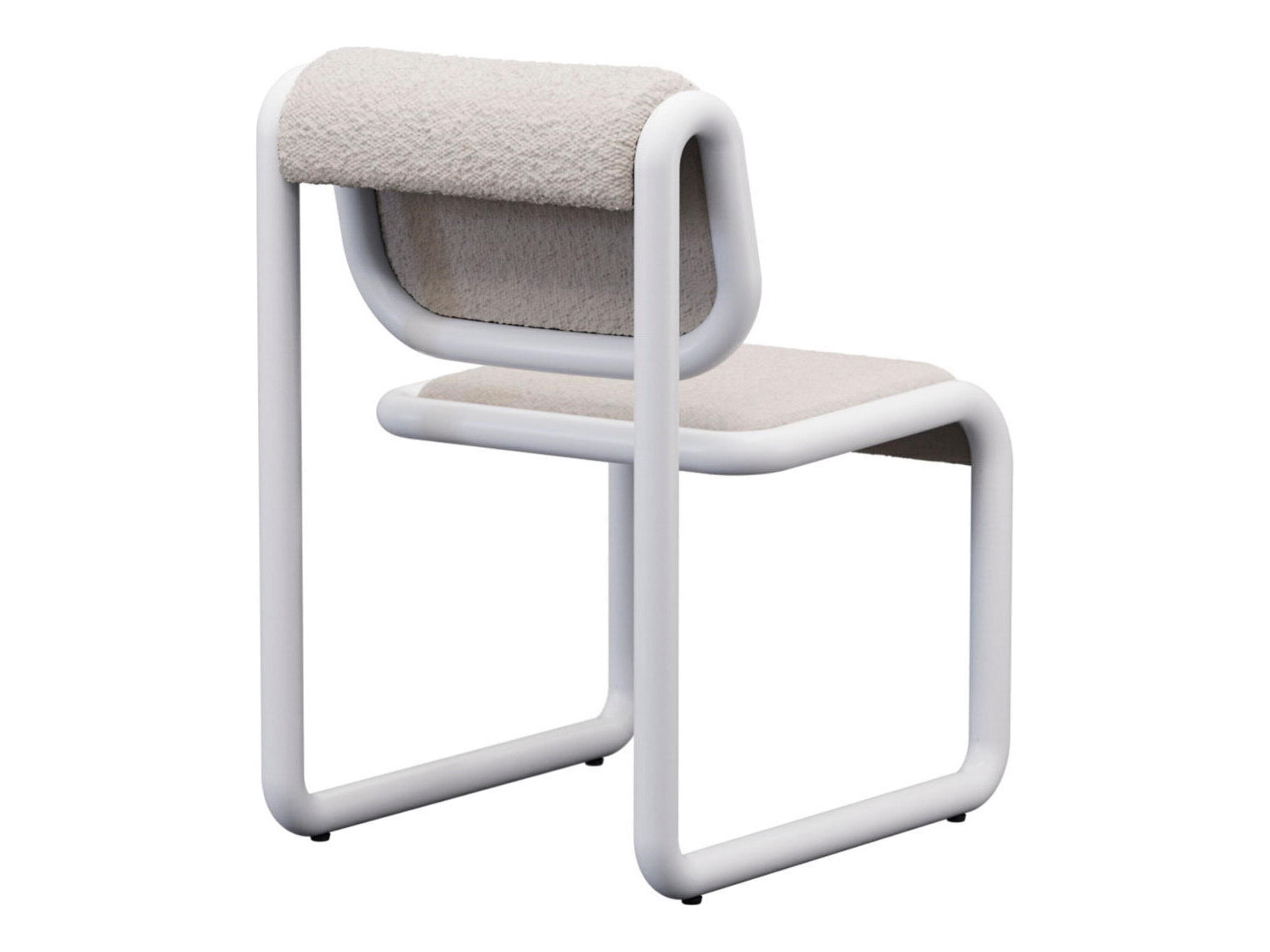 Bend Goods Tube Plywood White Upholstered Armless Dining Chair