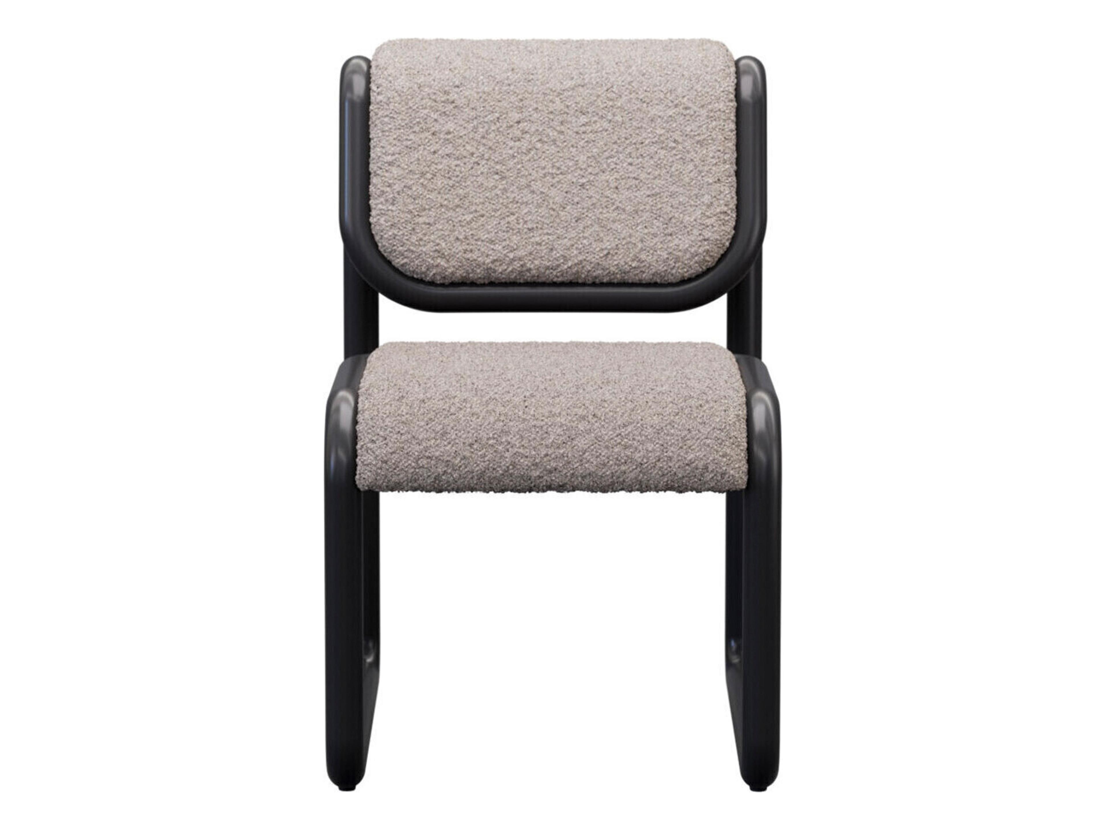 Bend Goods Tube Plywood Black Upholstered Armless Dining Chair