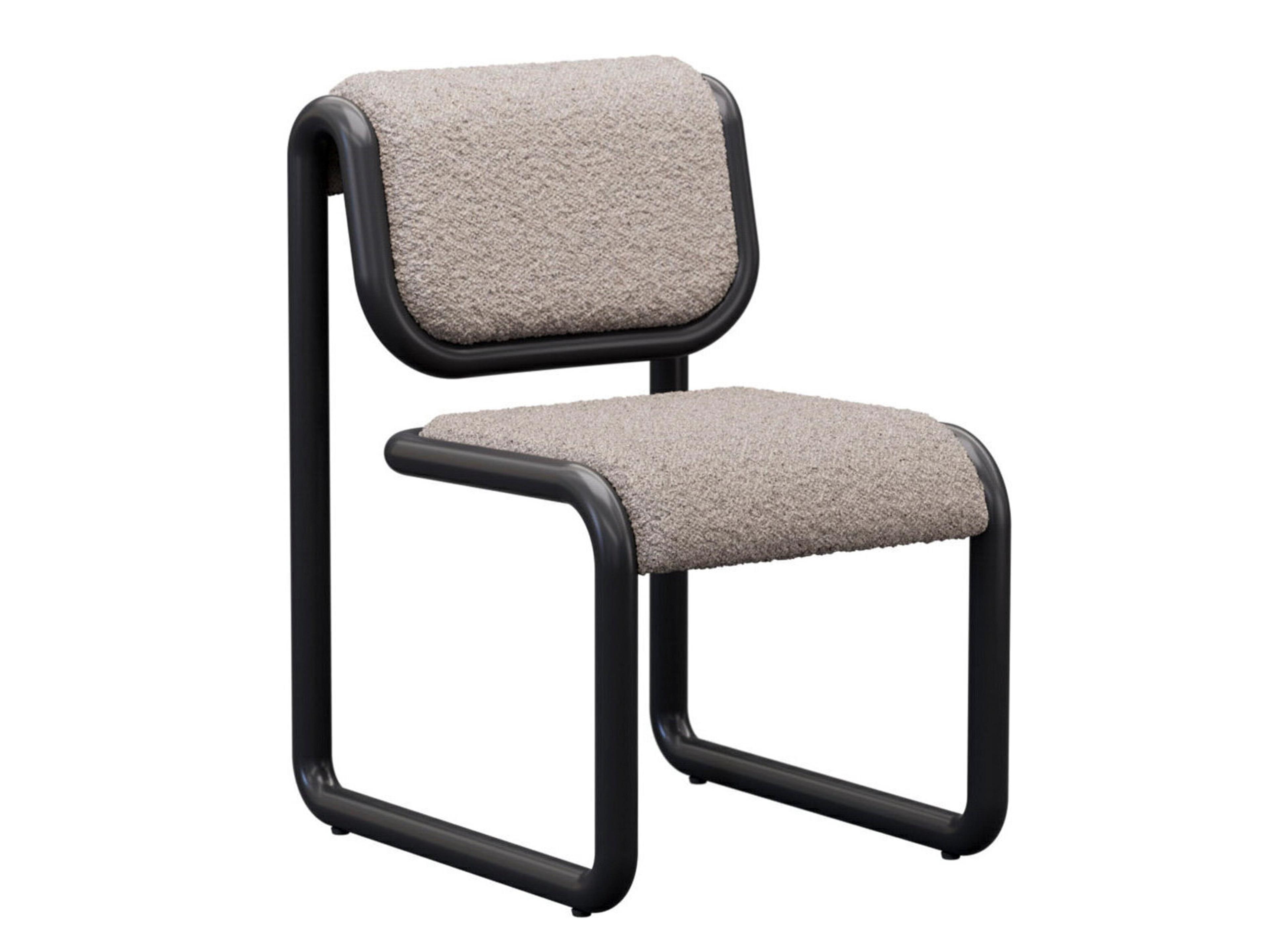 Tube Plywood Black Upholstered Armless Dining Chair