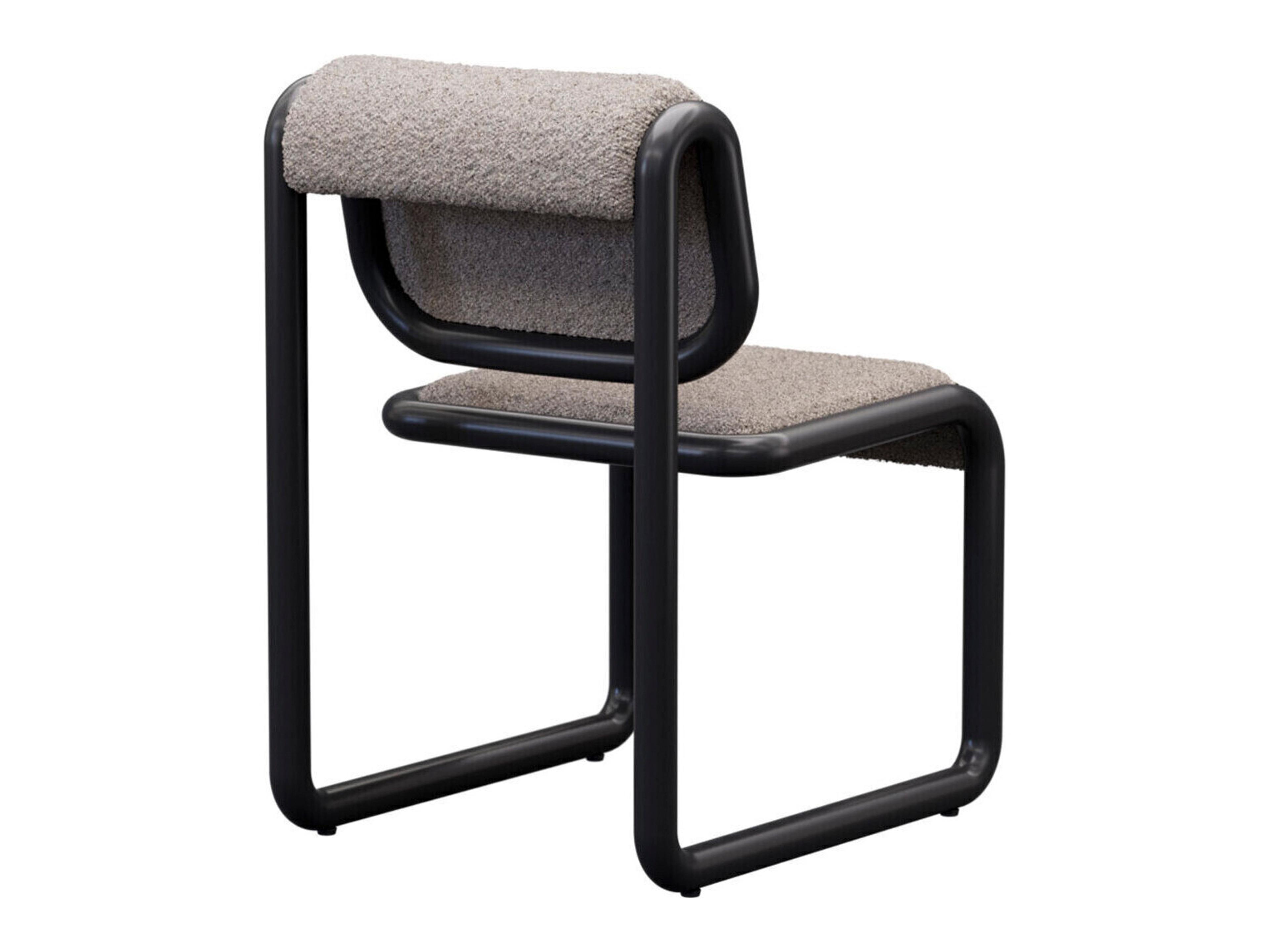Bend Goods Tube Plywood Black Upholstered Armless Dining Chair