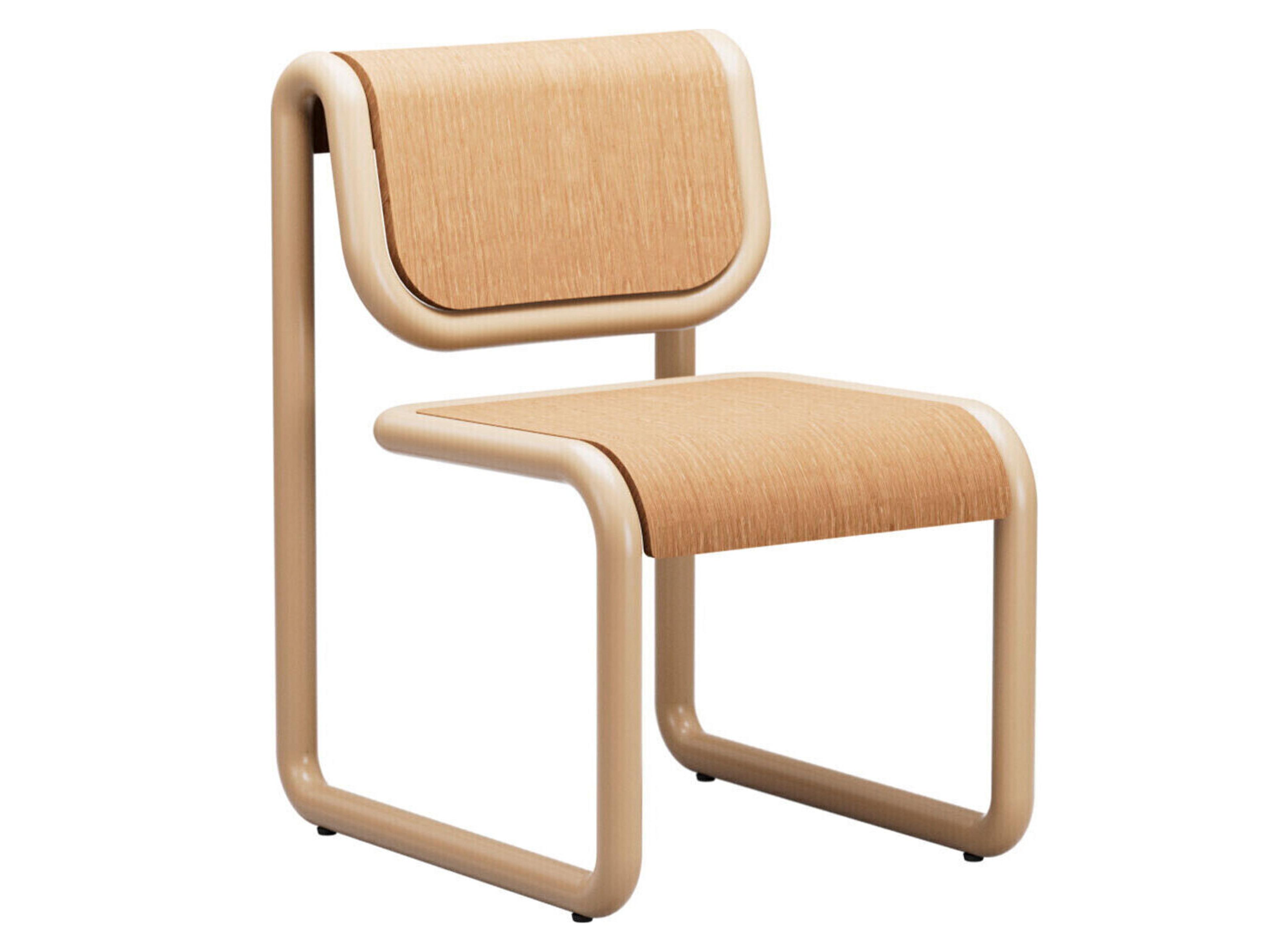 Tube Plywood Brown Armless Dining Chair