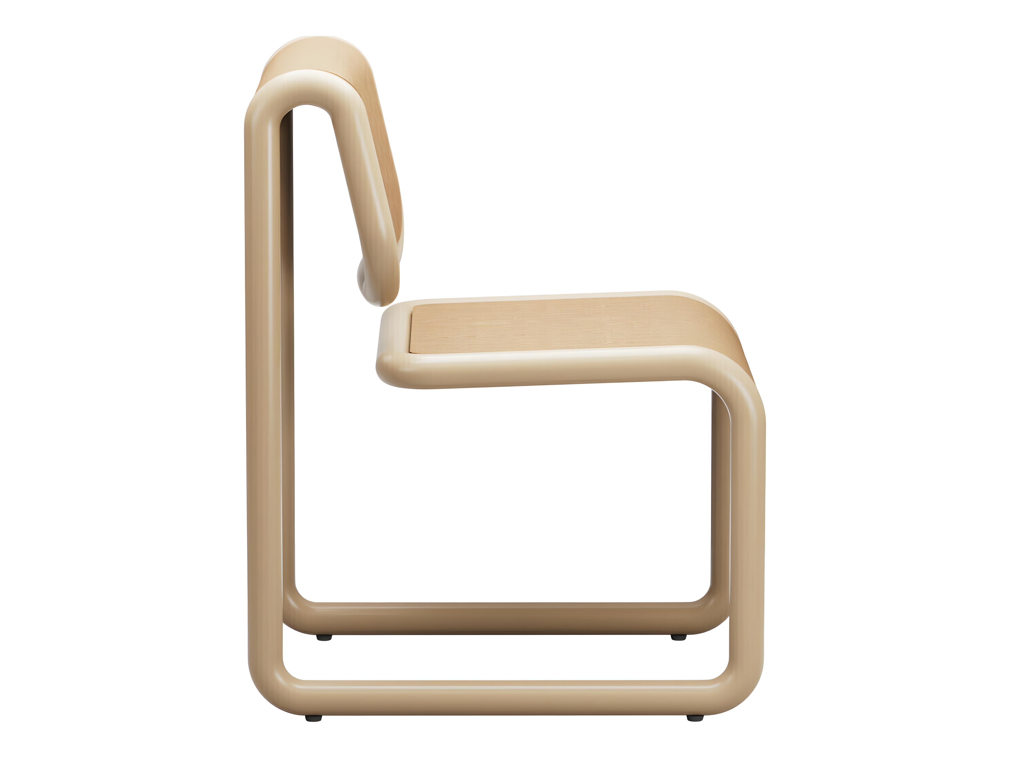 Bend Goods Tube Plywood Brown Armless Dining Chair