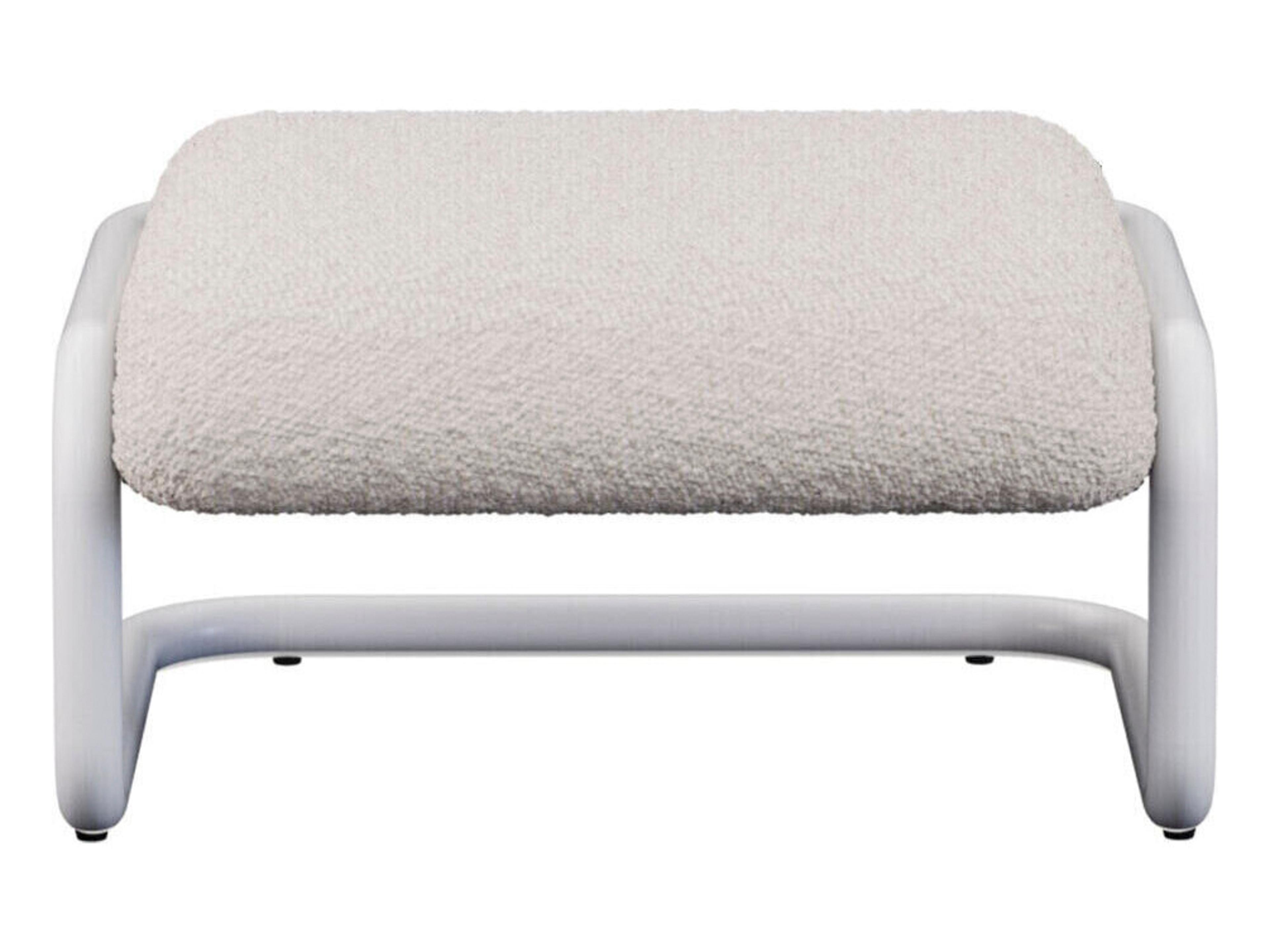Bend Goods Tube White Frame With Boucle Fabric Upholstered Ottoman