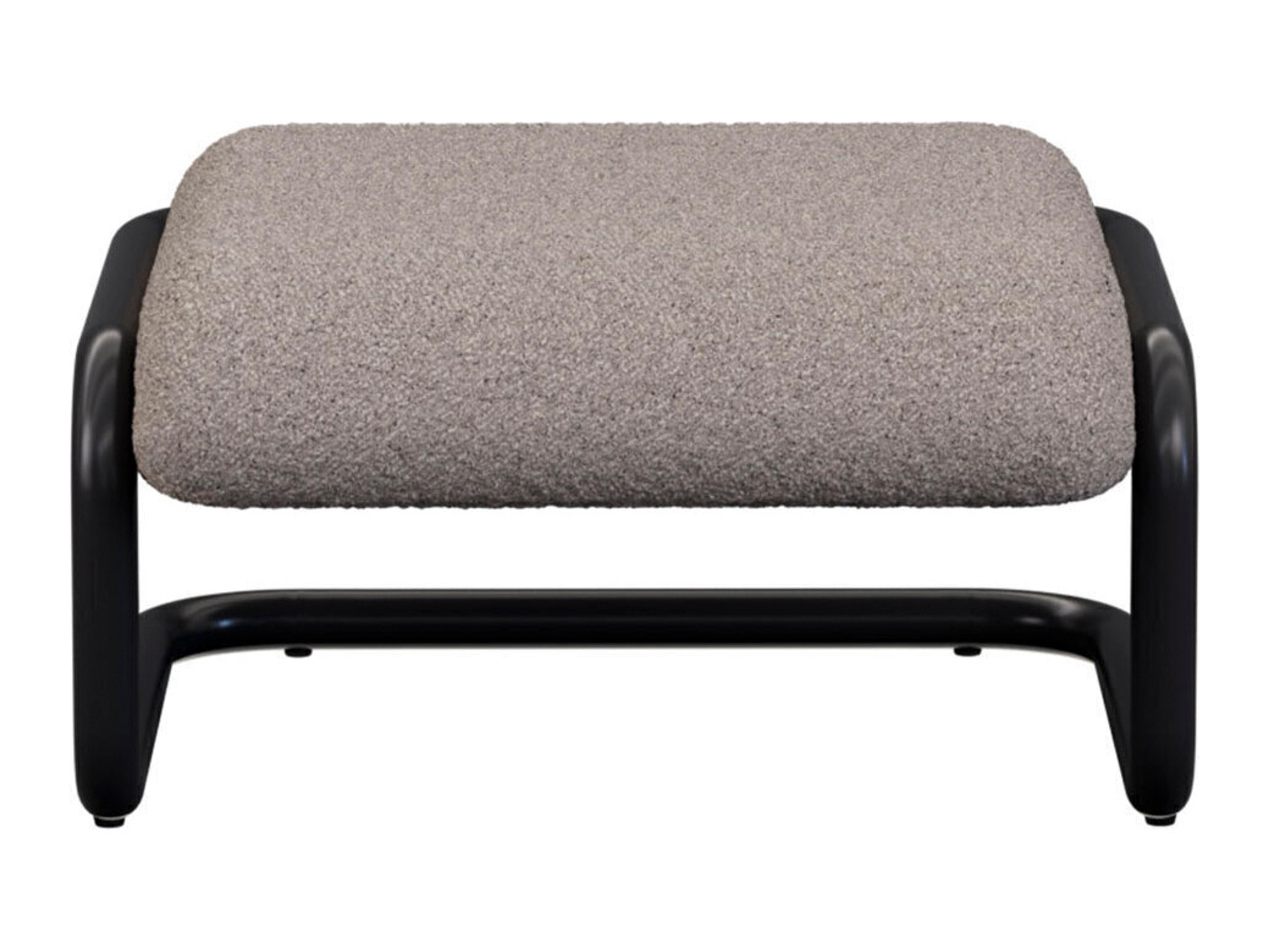 Bend Goods Tube Black Frame With Grey Boucle Fabric Upholstered Ottoman