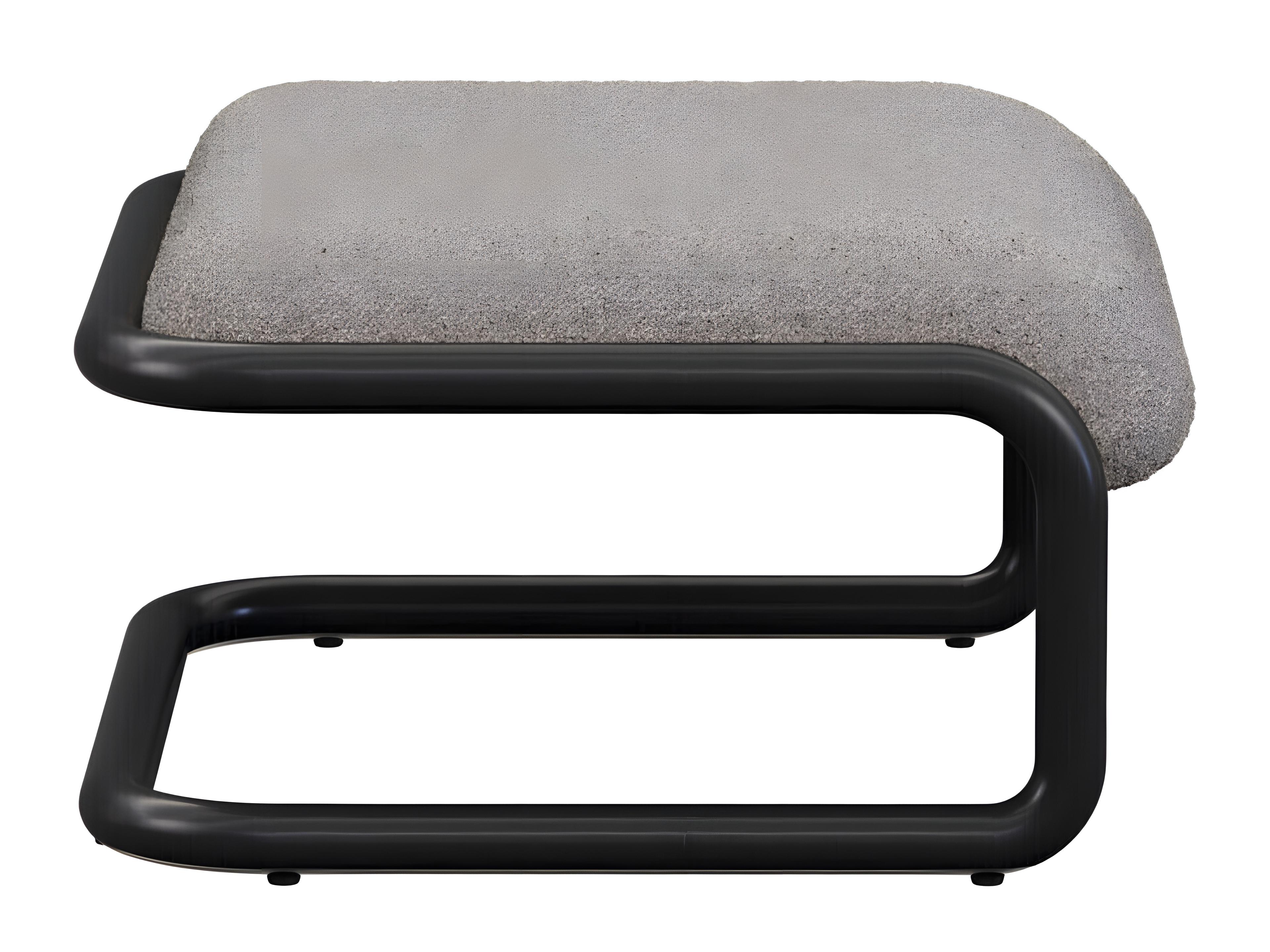 Bend Goods Tube Black Frame With Grey Boucle Fabric Upholstered Ottoman